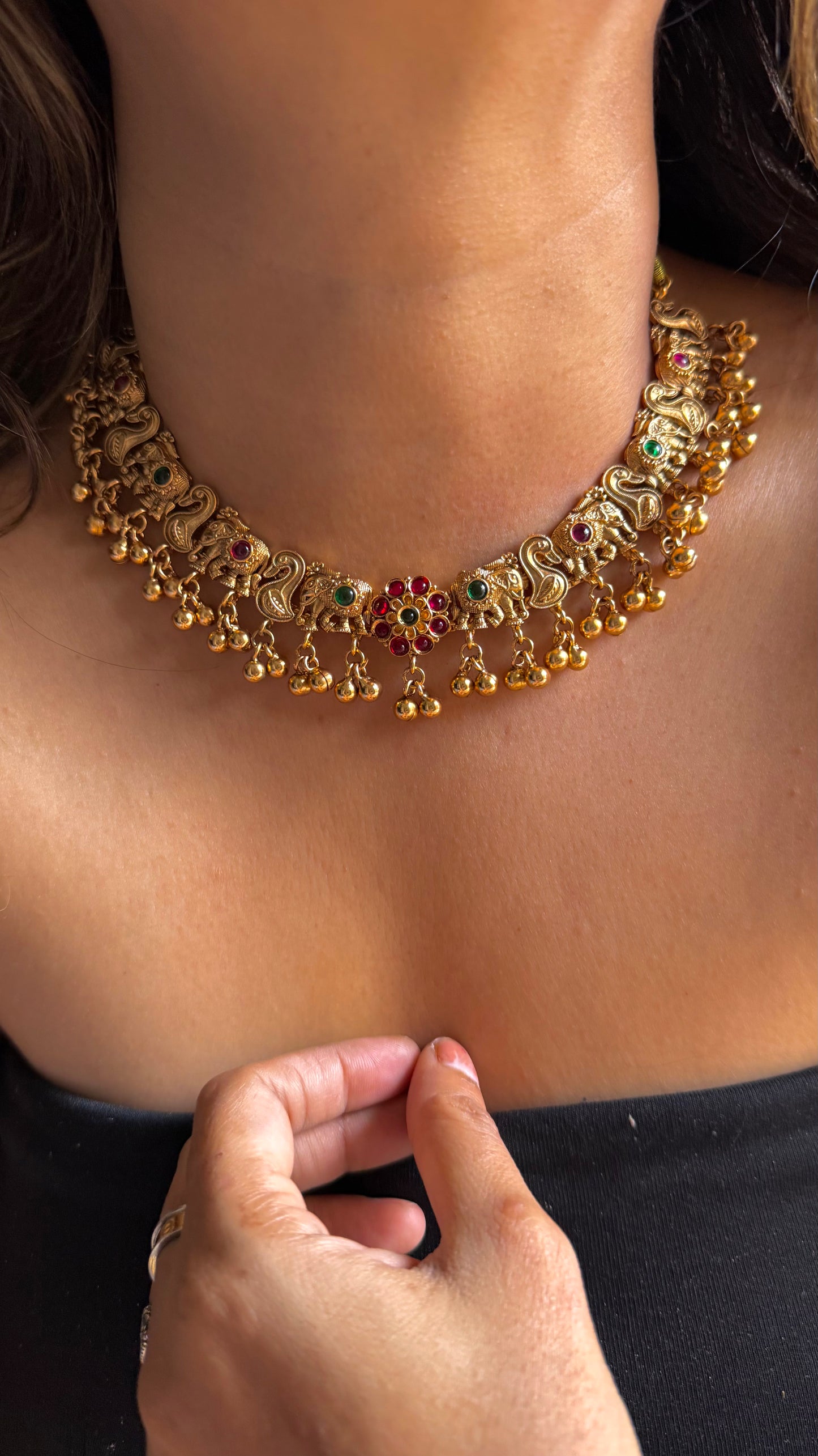 Floral peacock nakashi necklace
