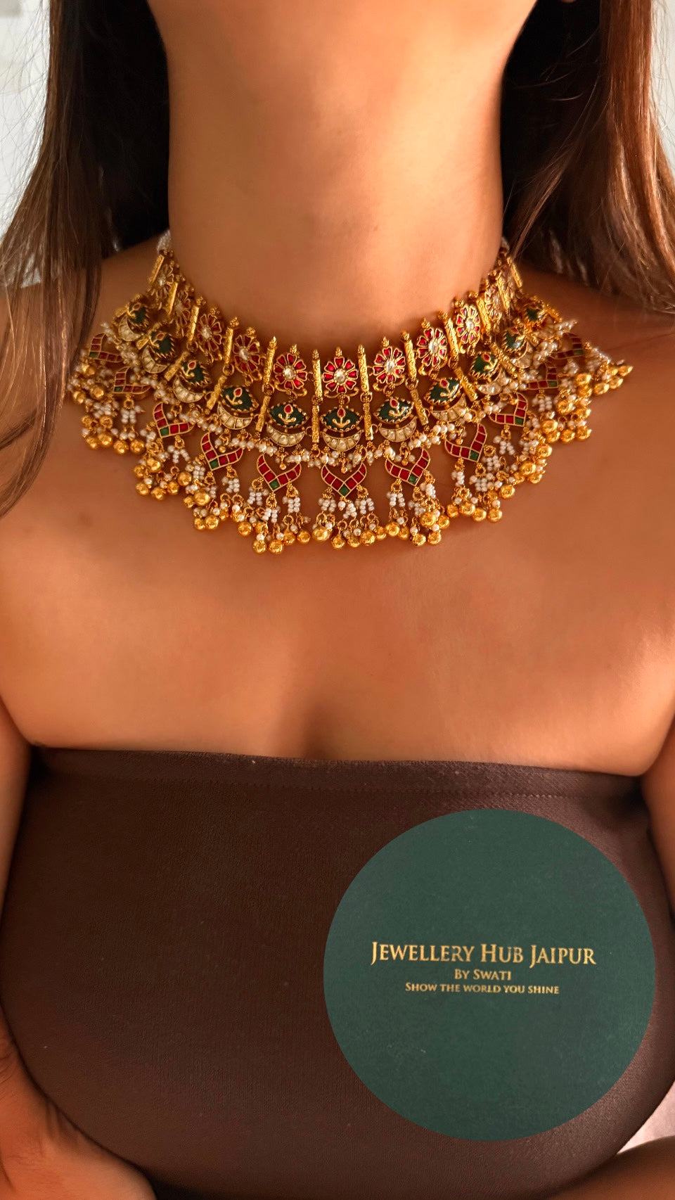 Ruby & emerald heritage rajwada choker