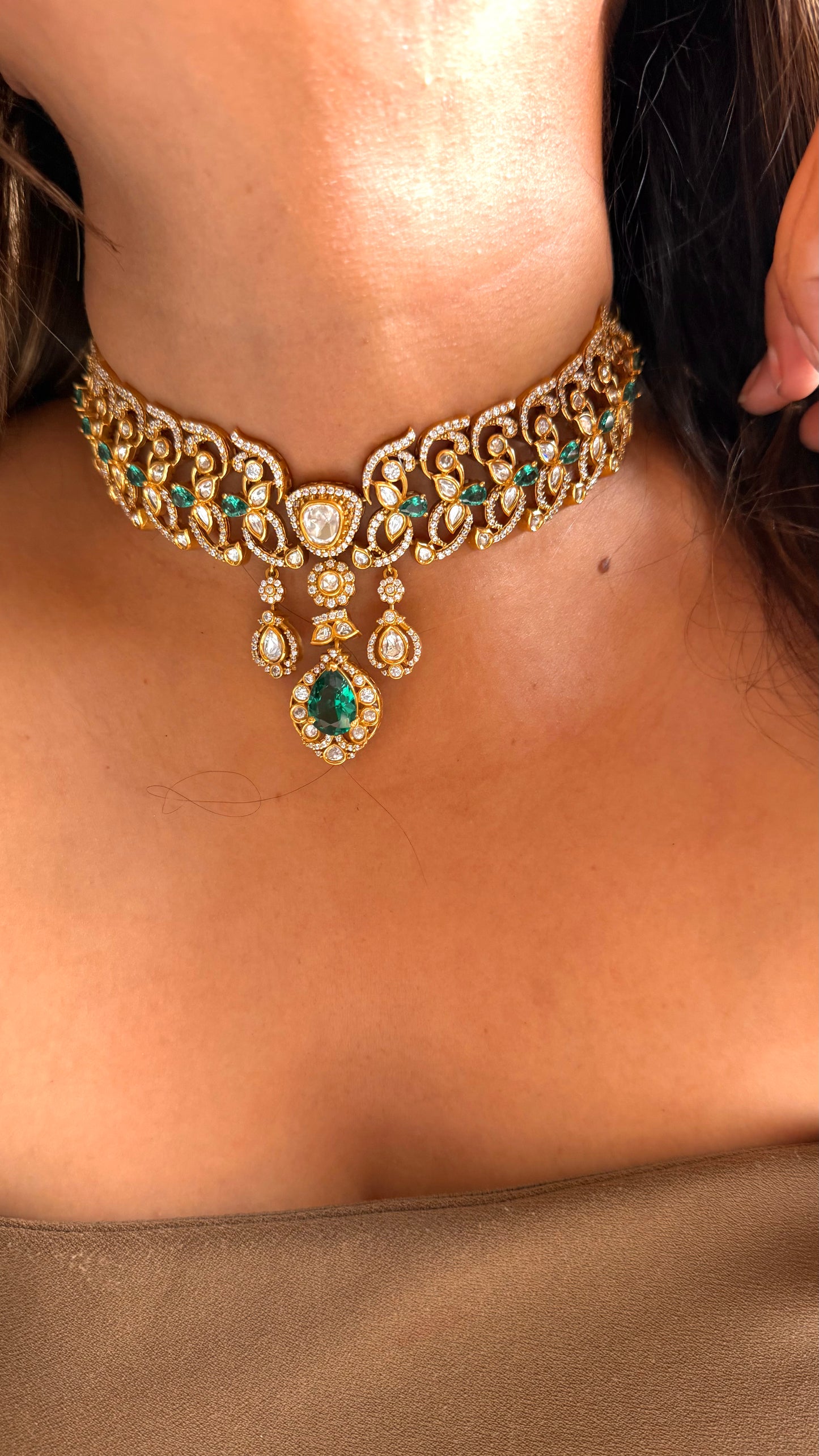 Bridal Asia inspired emerald designer necklace