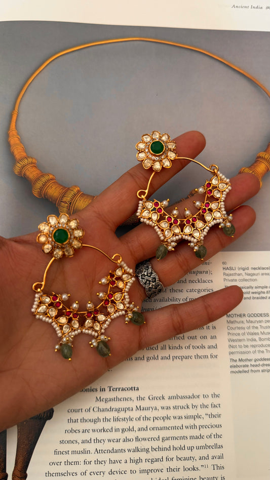 real moissanite Chandbali Earrings