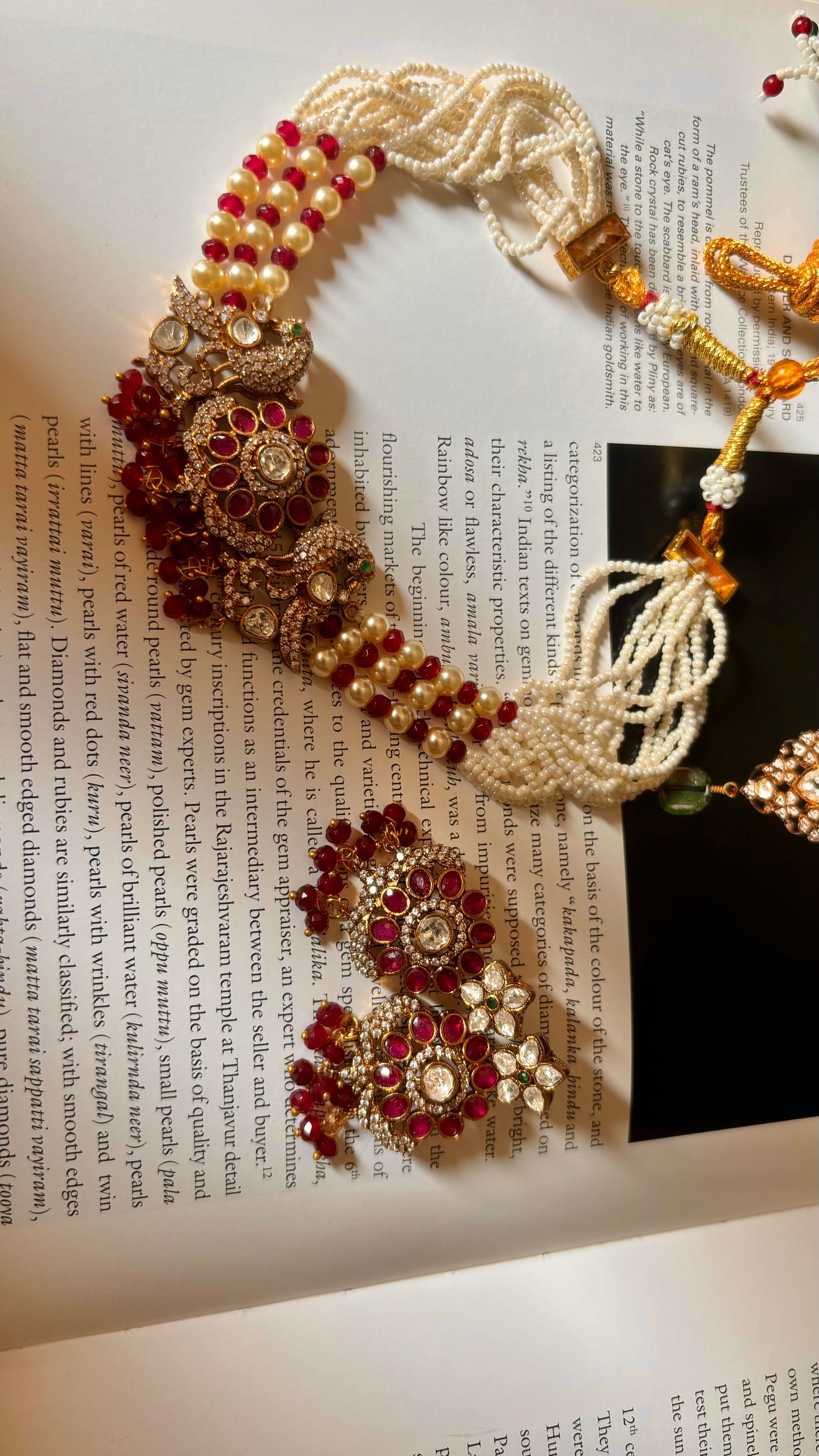 Morvya Ruby peacock thread choker