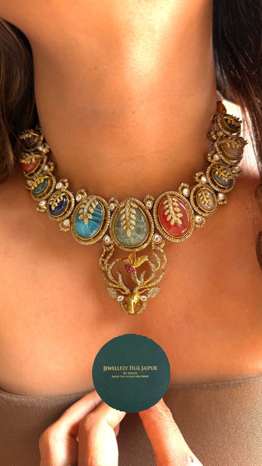 Sabya inspired multicolour designer necklace