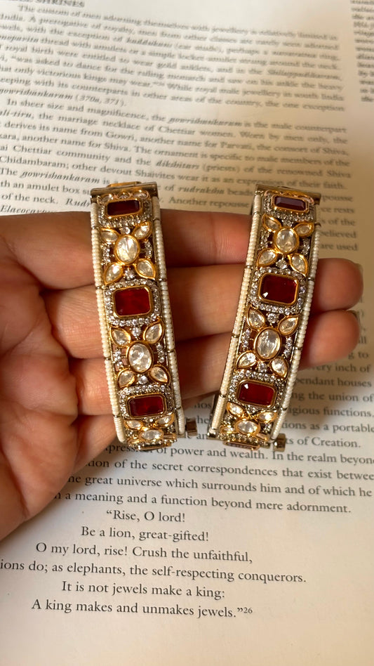 Real moissanite ruby polki Bangles