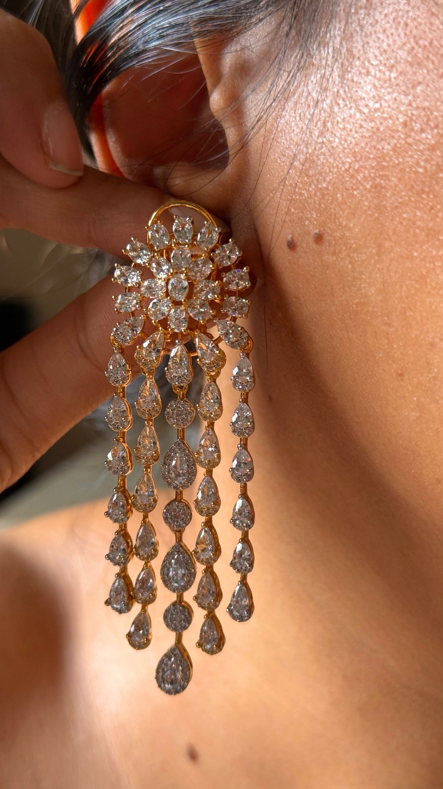 Cz diamond doublets gold polish designer collar necklace