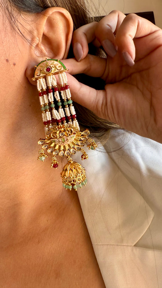 Emerald ruby Rajwada Pachi earrings