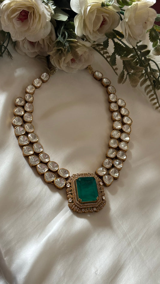 Emerald doublet collar necklace