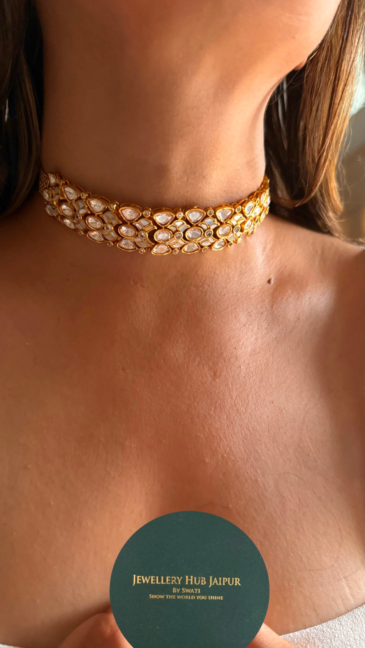 Real moissanite with mother of pearl detailing Necklace