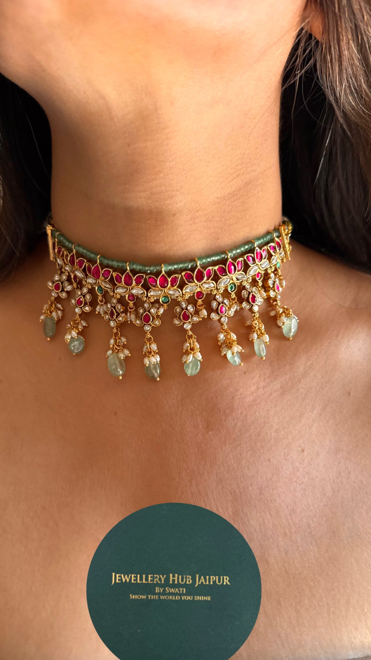 Lotus inspired rajwada choker set