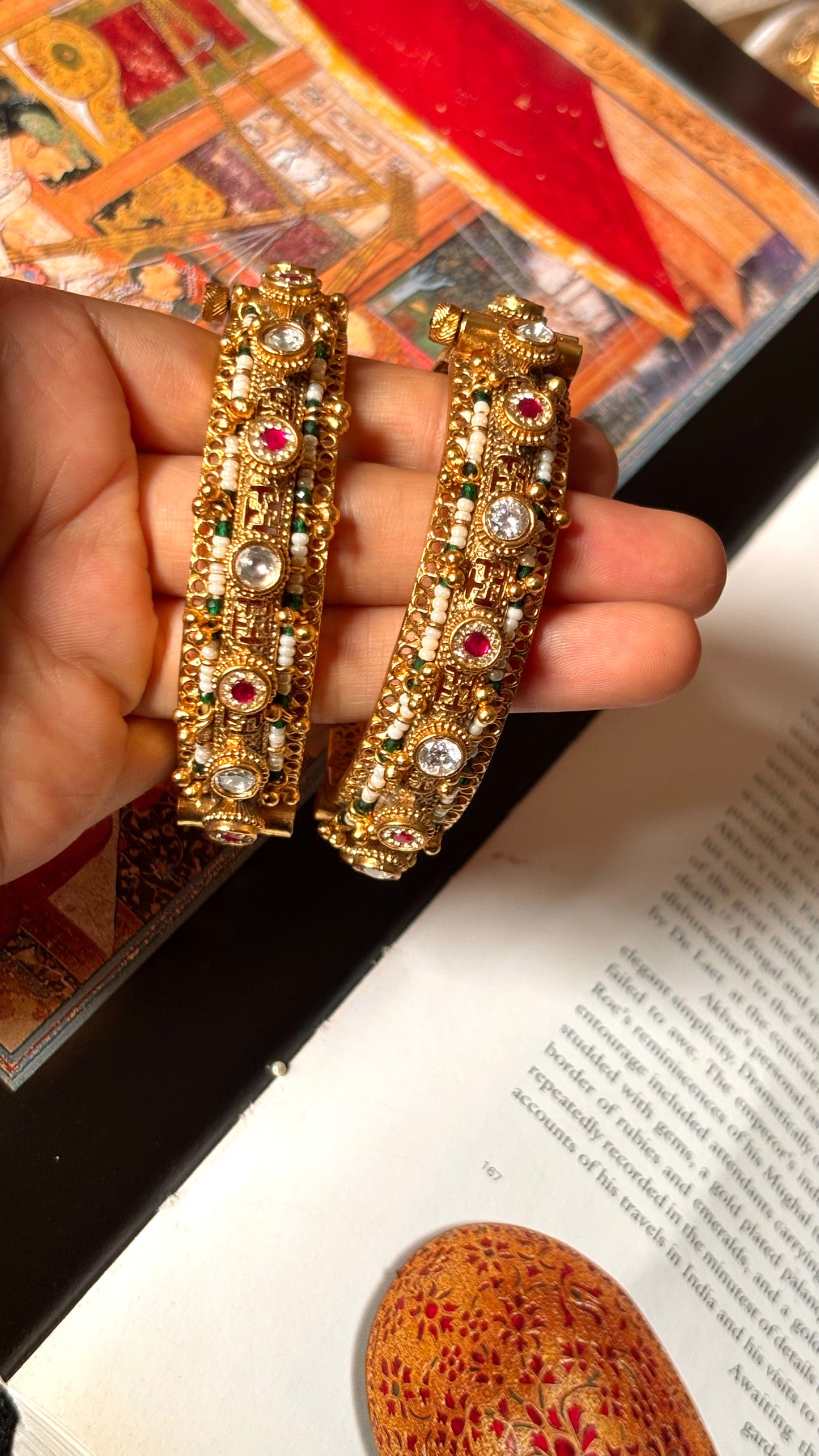 Swastik nakashi gold polish rajwada openable bangles