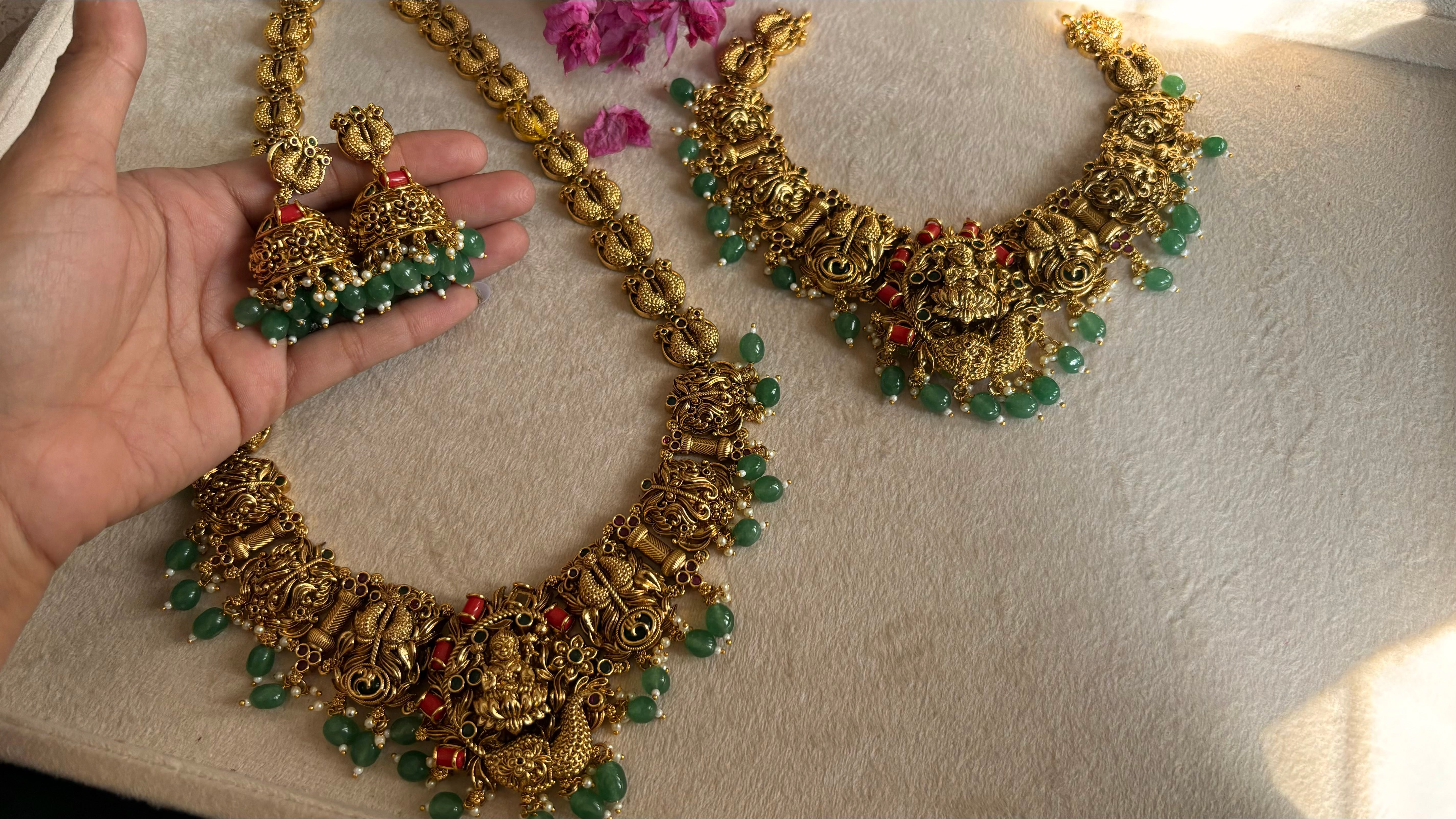 Temple jewellery combo with earrings