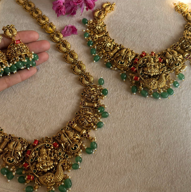 Temple jewellery combo with earrings