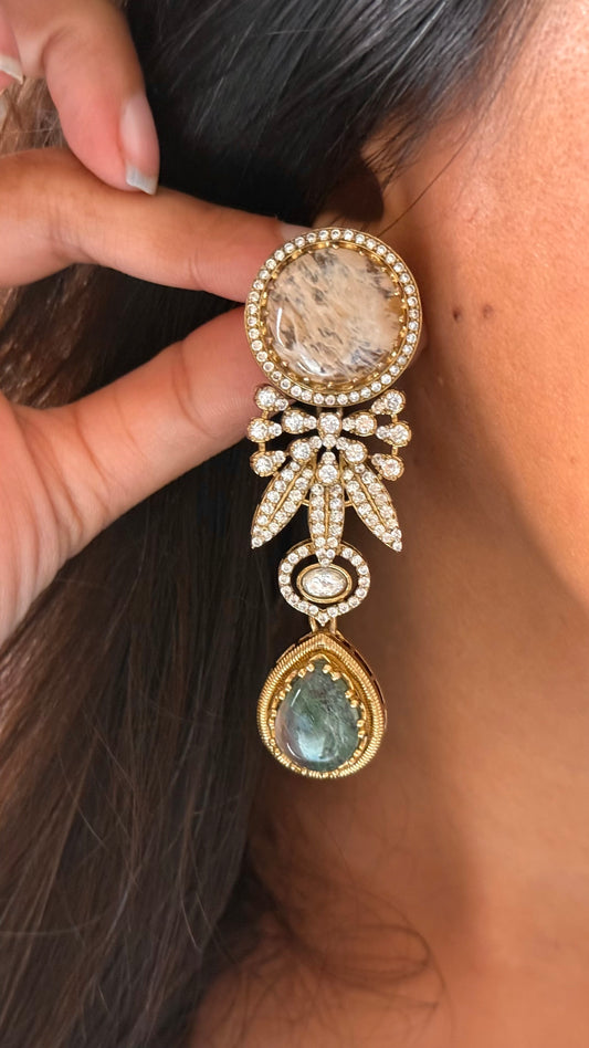 Sabya inspired cocktail real stone navratna earrings