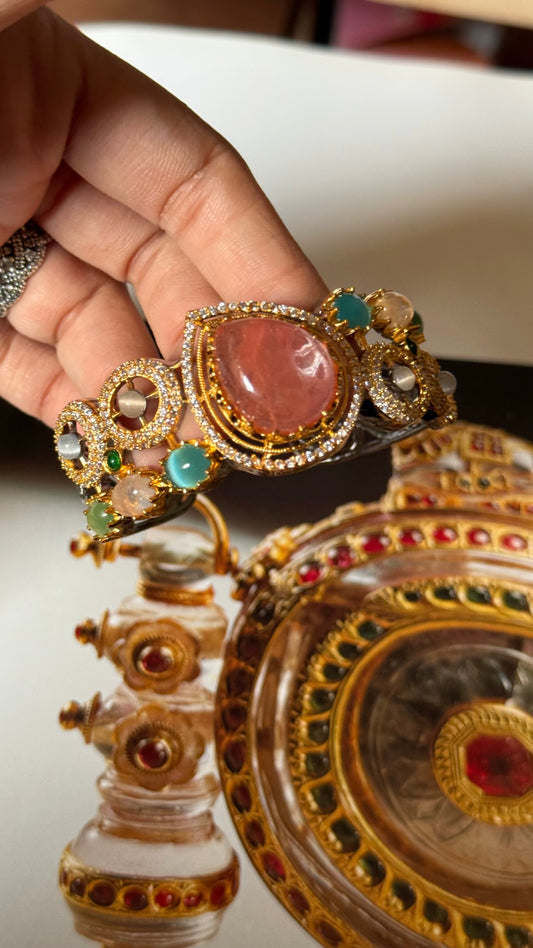 Saffron doublet & navratna bracelet