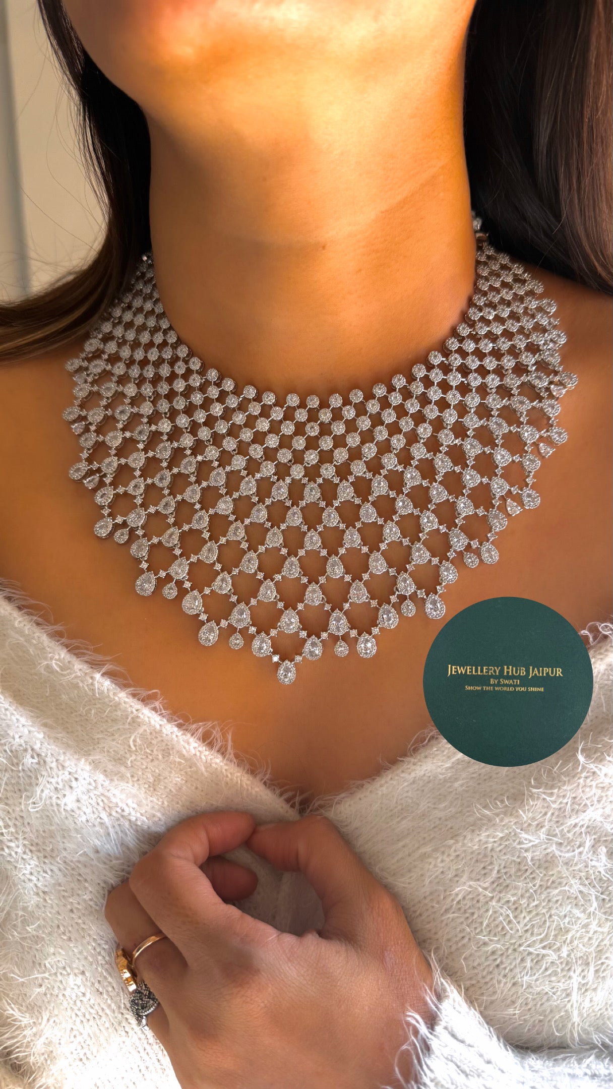 CZ Diamond statement necklace