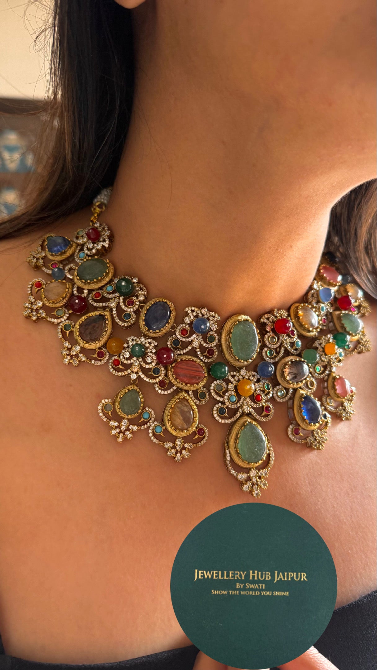 Sabyasachi inspired mint cocktail necklace