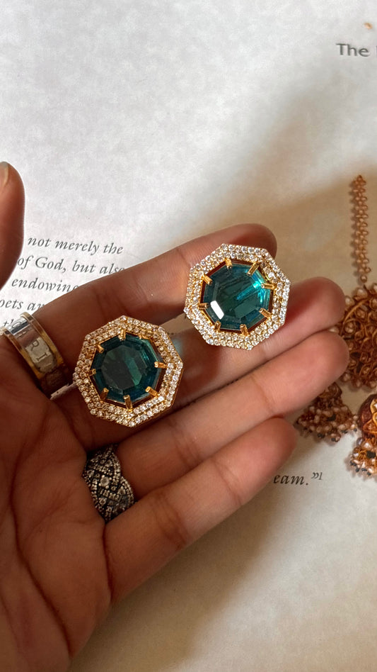 Blue doublet diamond lining sabya studs