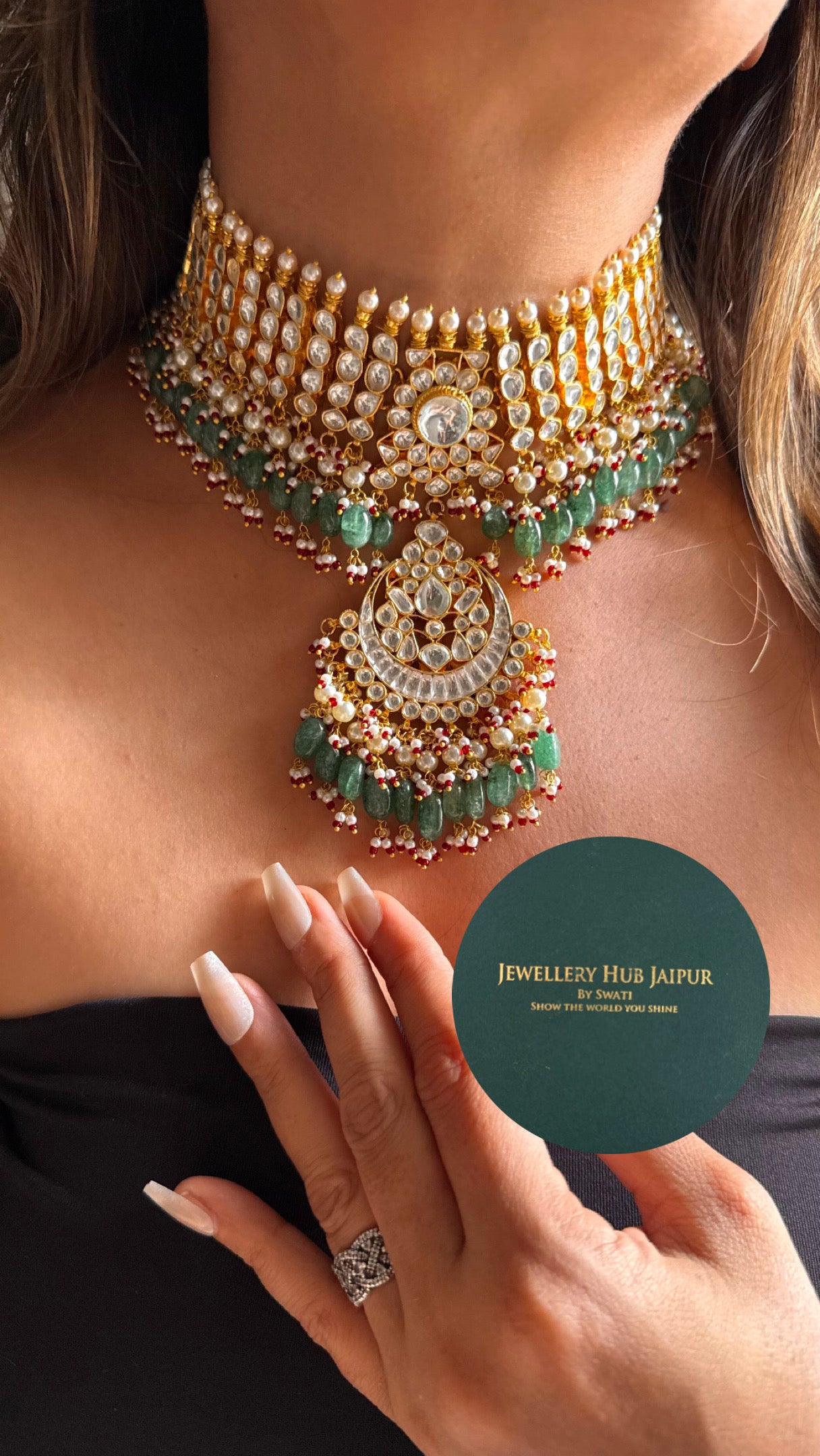 Heritage paachi kundan handmande bridal Necklace