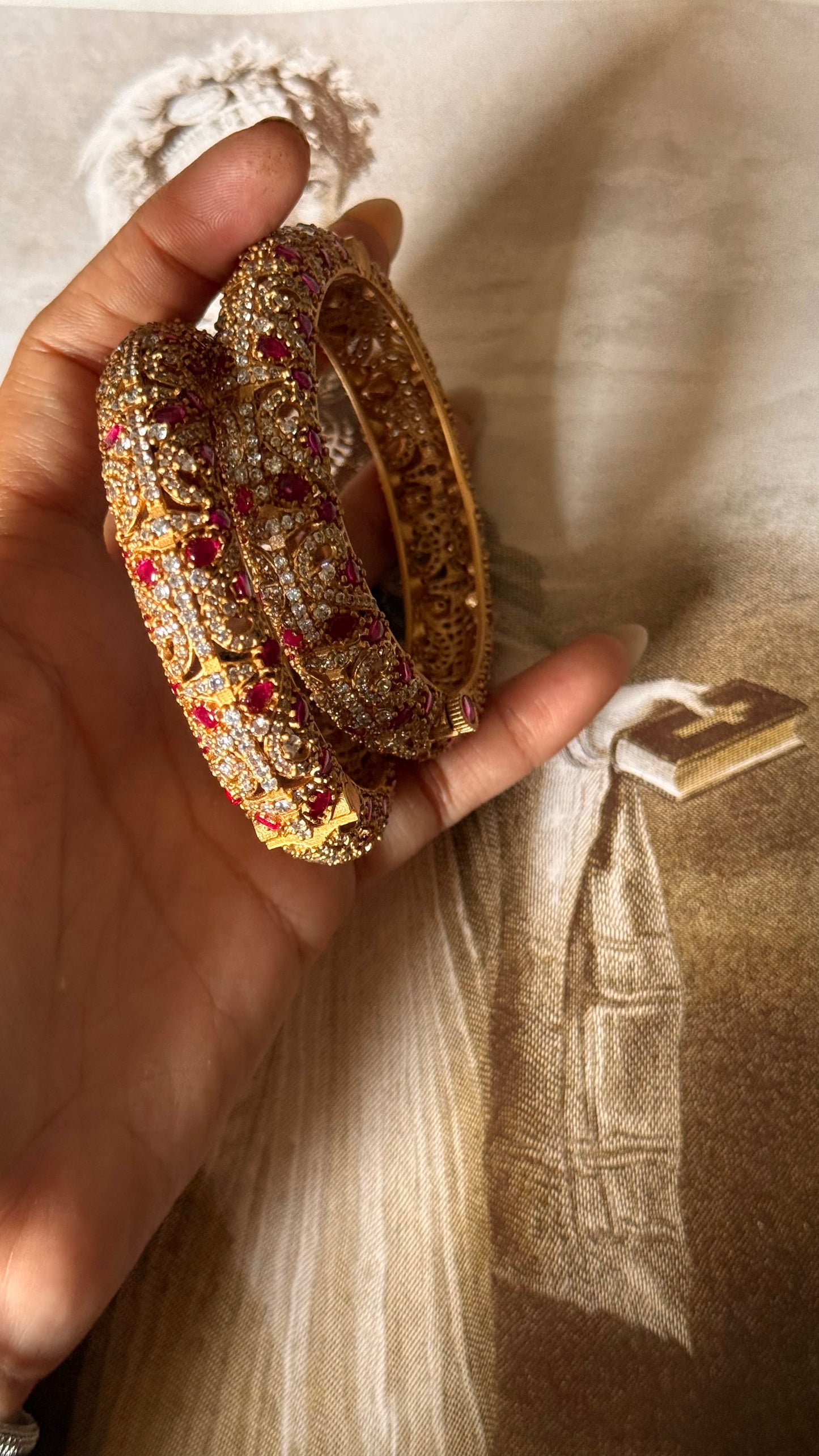 Rani pink moissanite openable bangle