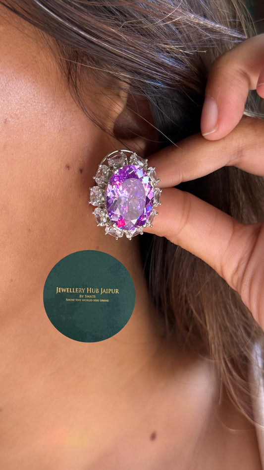 Tanzanite diamond studs