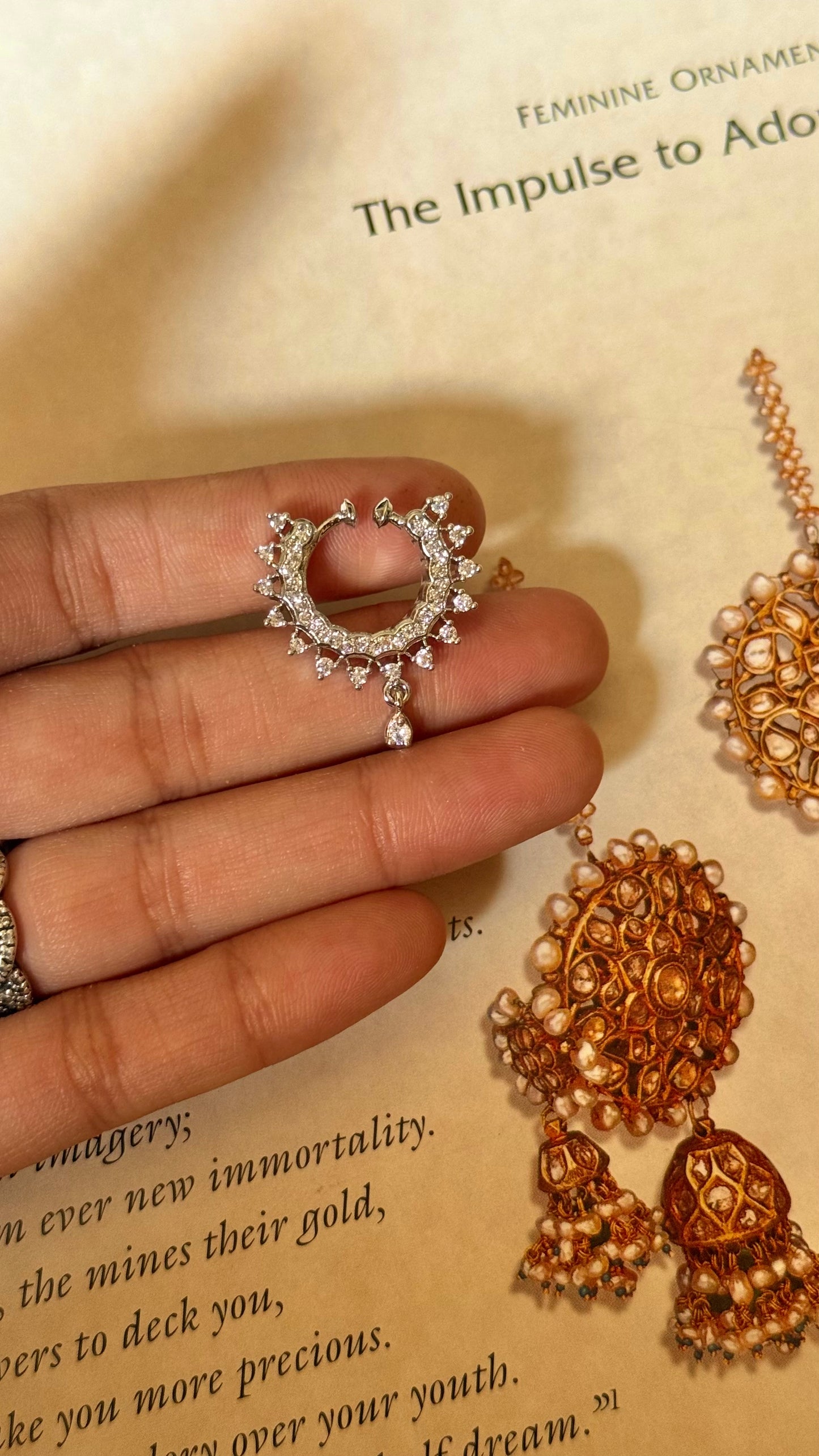 Designer cz diamond nath