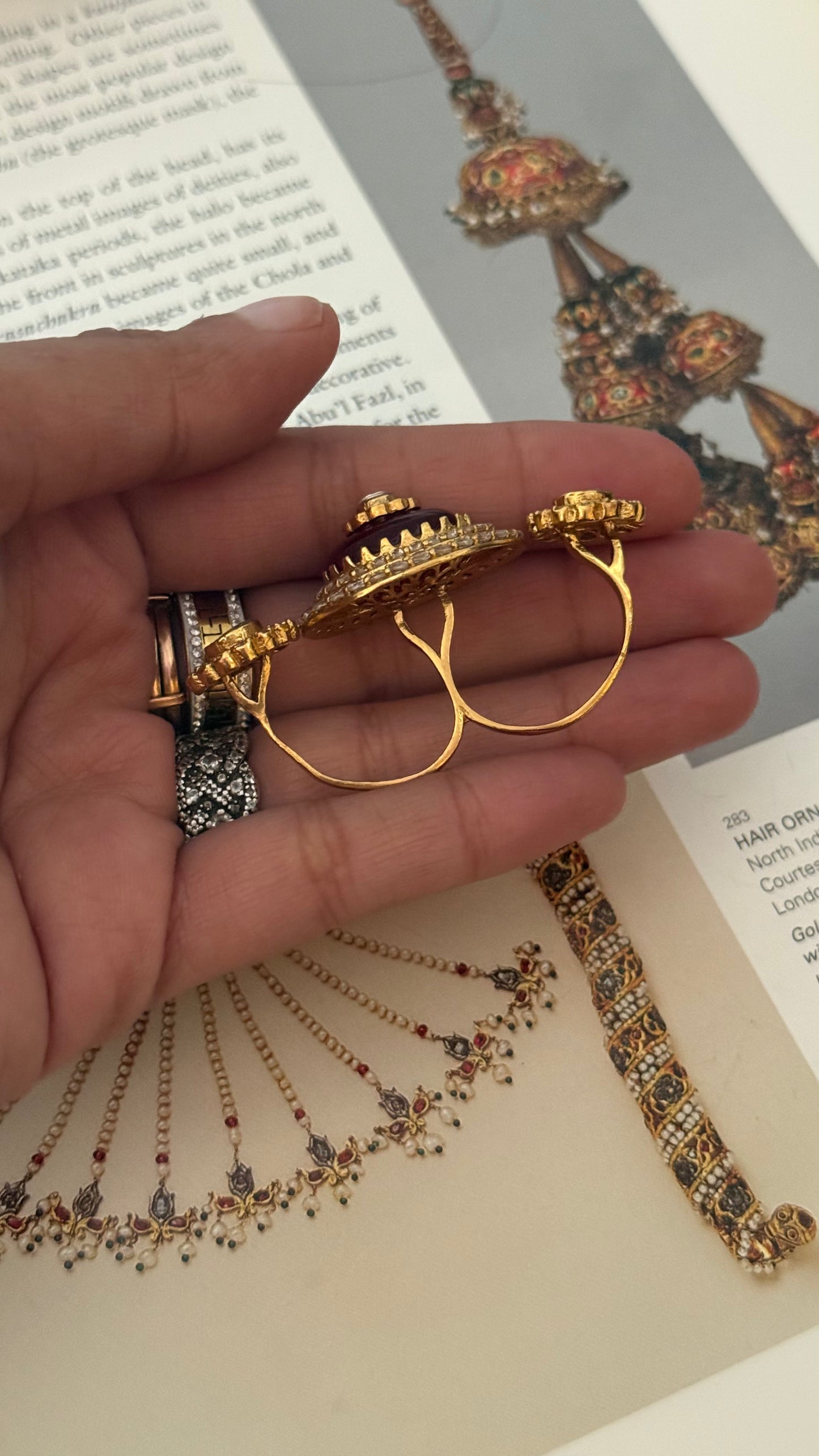 Ruby double finger adjustable ring