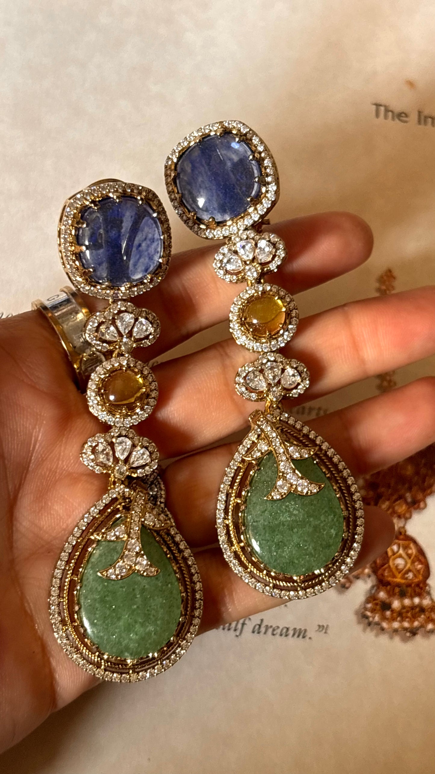 Sabya inspired  with emerald cz diamond Earrings