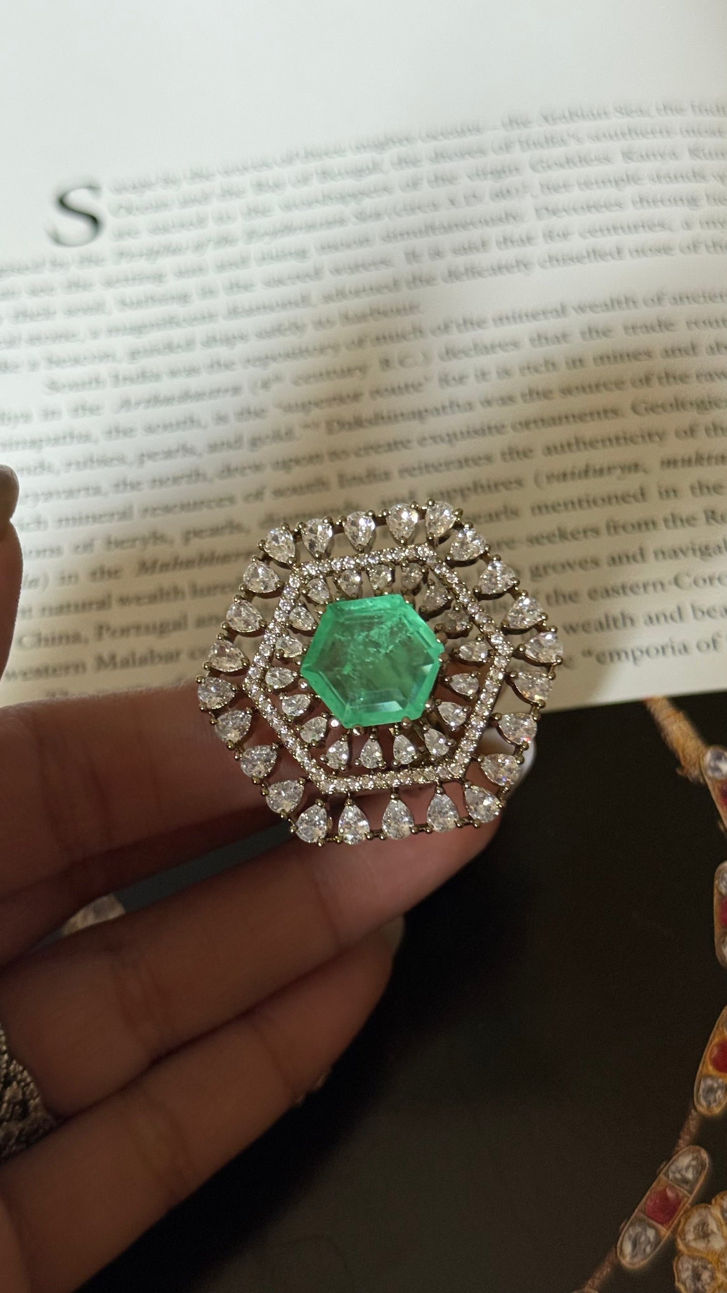 Mint doublet Moissanite adjustable ring