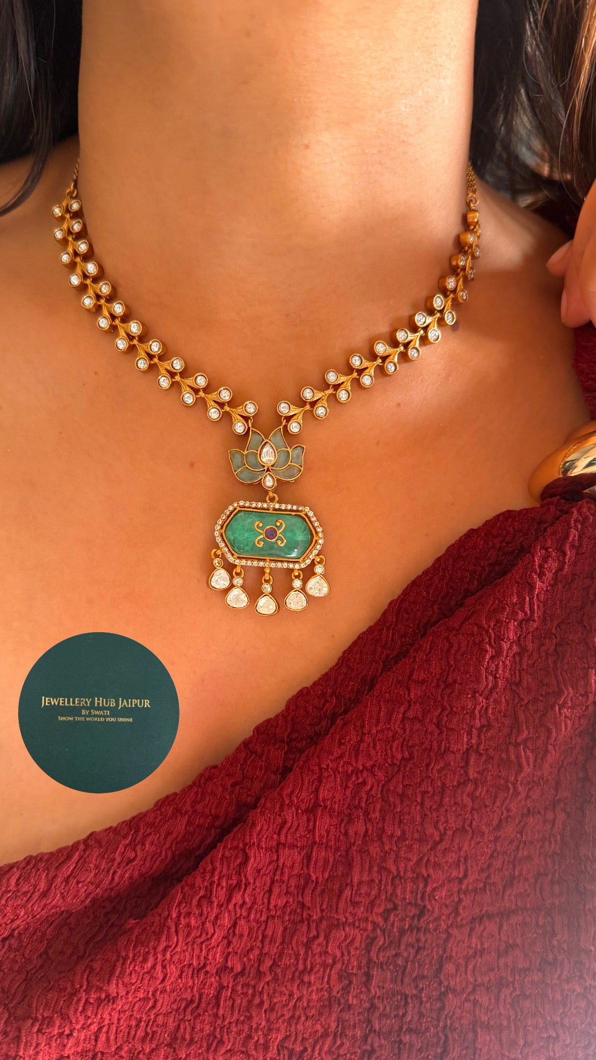 Mint doun]blet real moissanite necklace