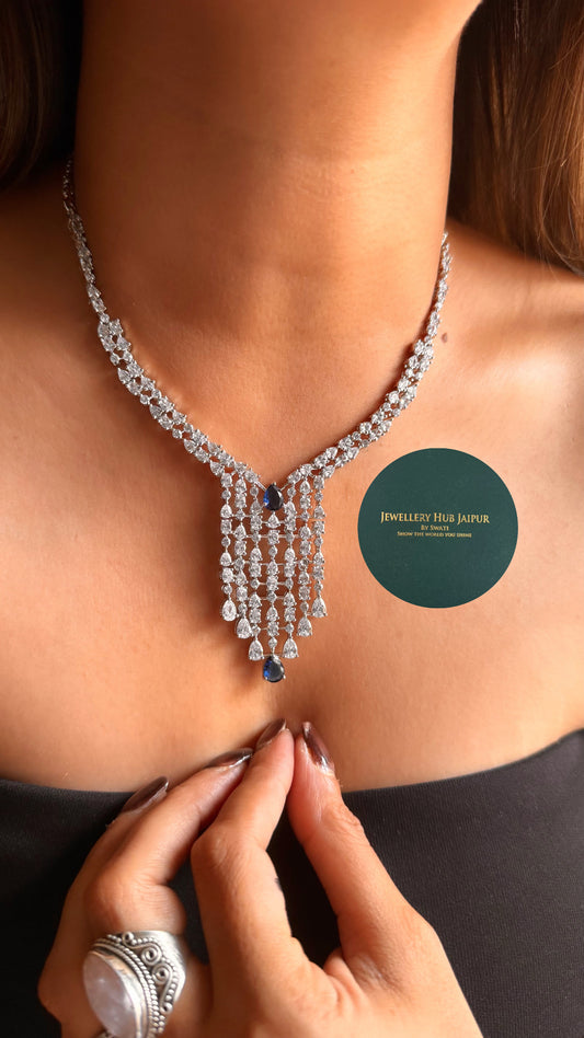 Sapphire cz diamond necklace