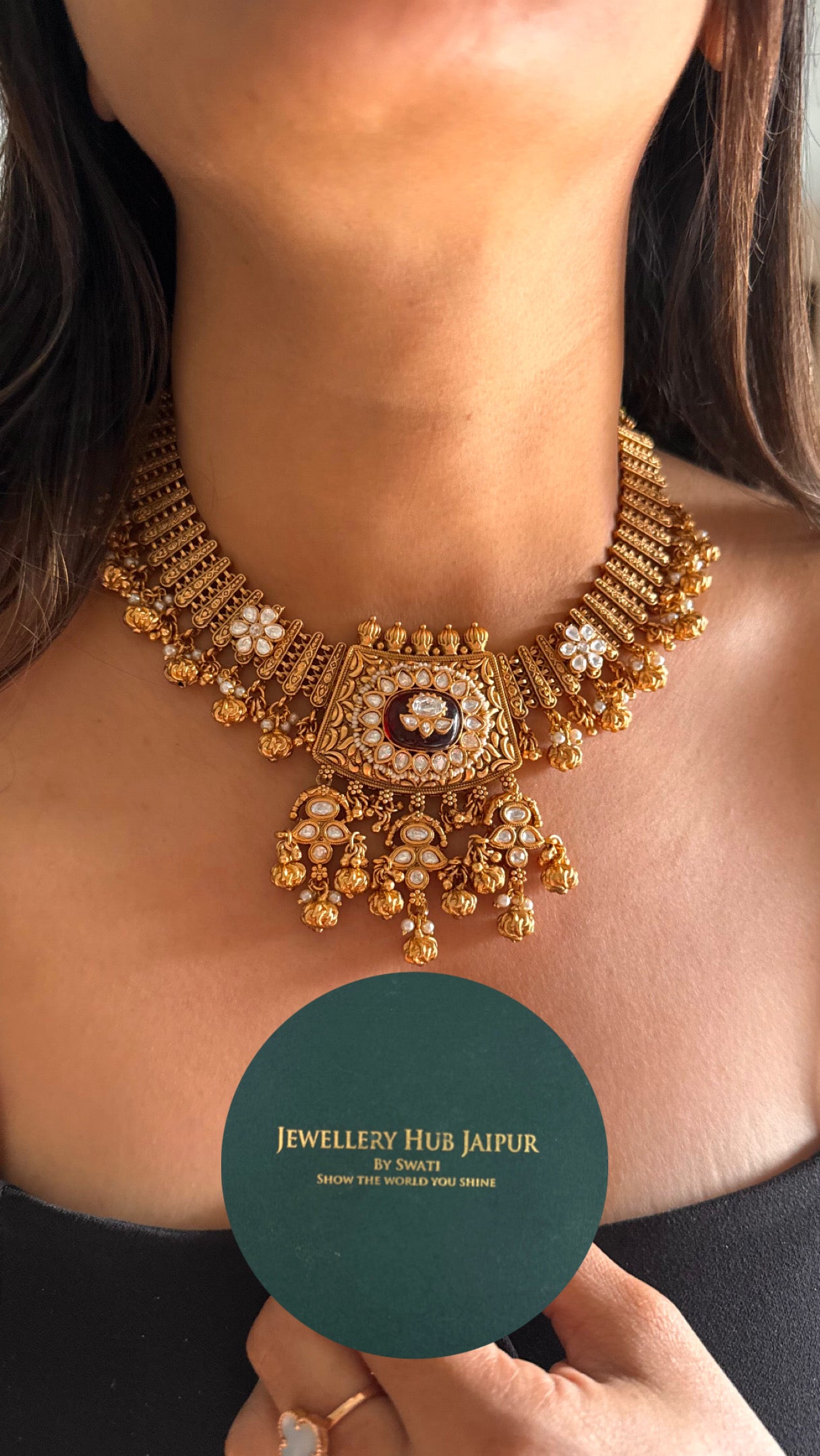 Ruby inlay rajwada necklace