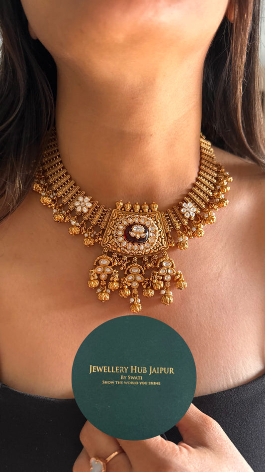 Ruby inlay rajwada necklace