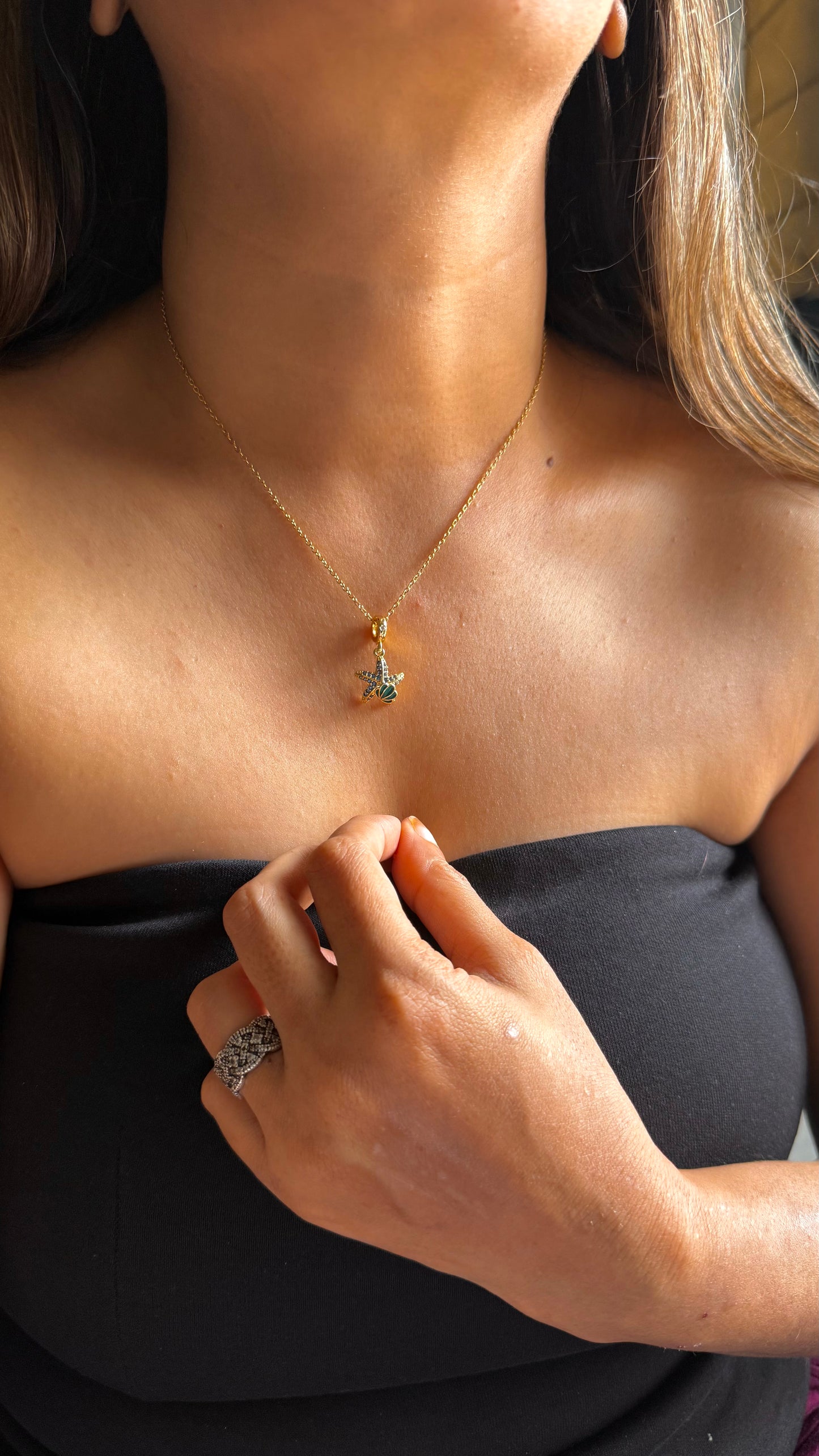 Gold-Tone Starfish/Sea Star Pendant Necklace