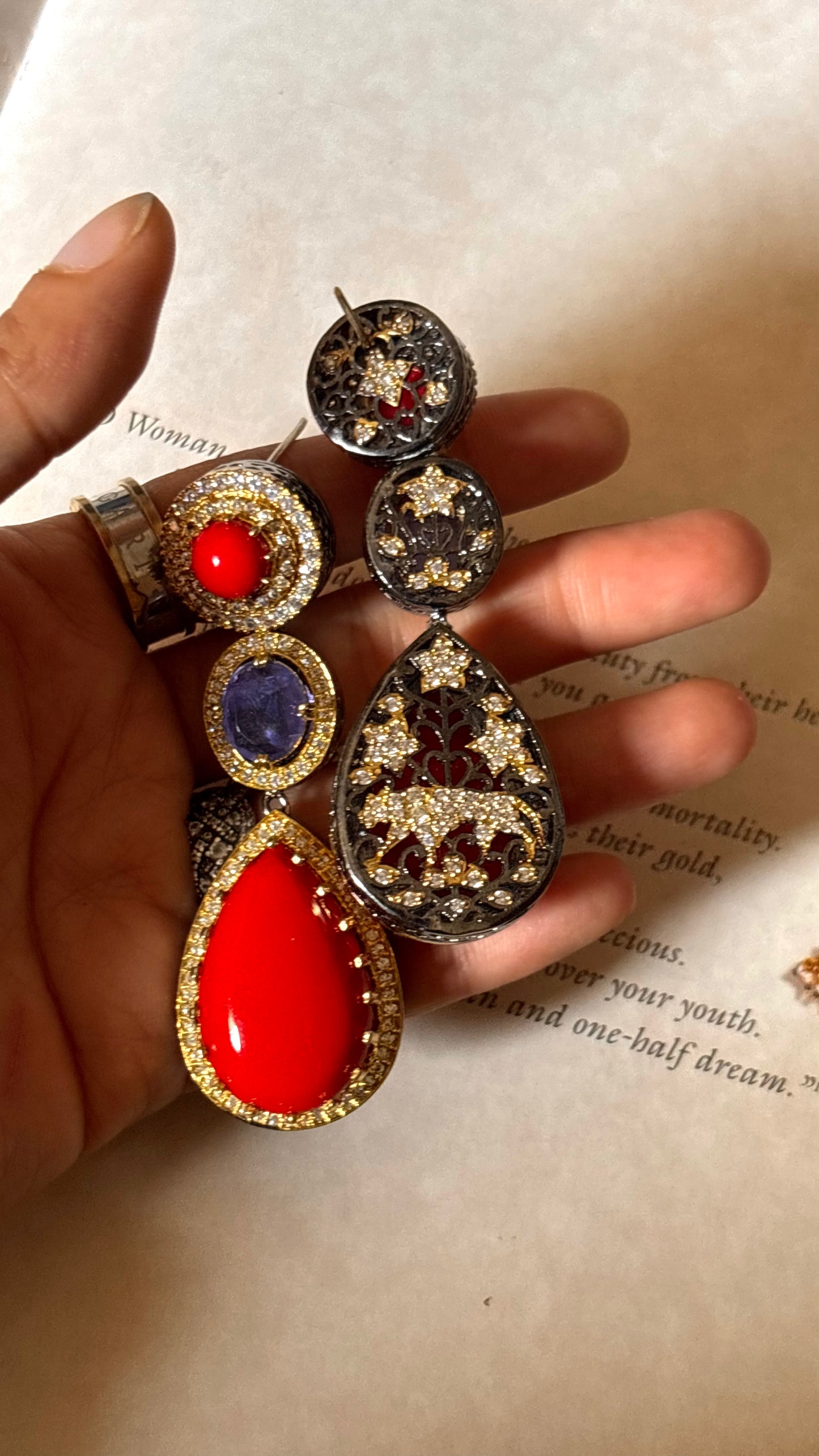 Tangerine & Tanzanite doublet danglers earrings