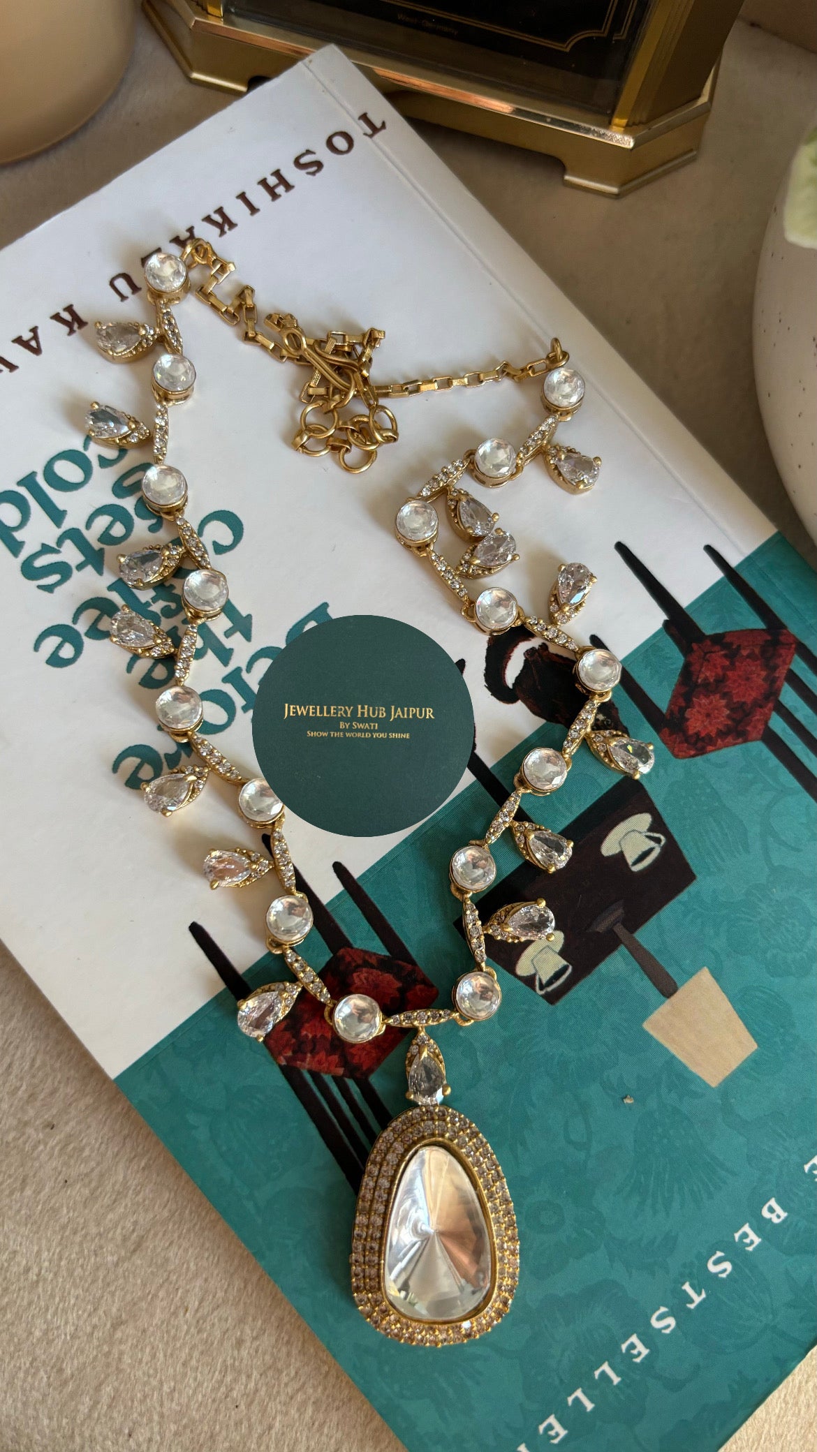 Uncut polki moissanite collar necklace set