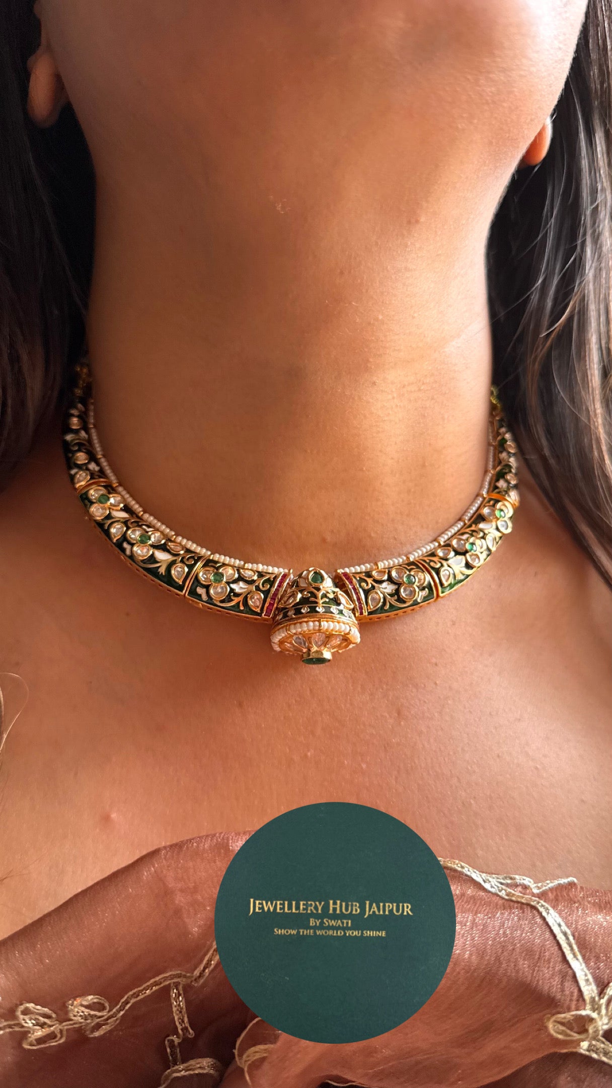 Emerald & ruby with Meenakari haslii