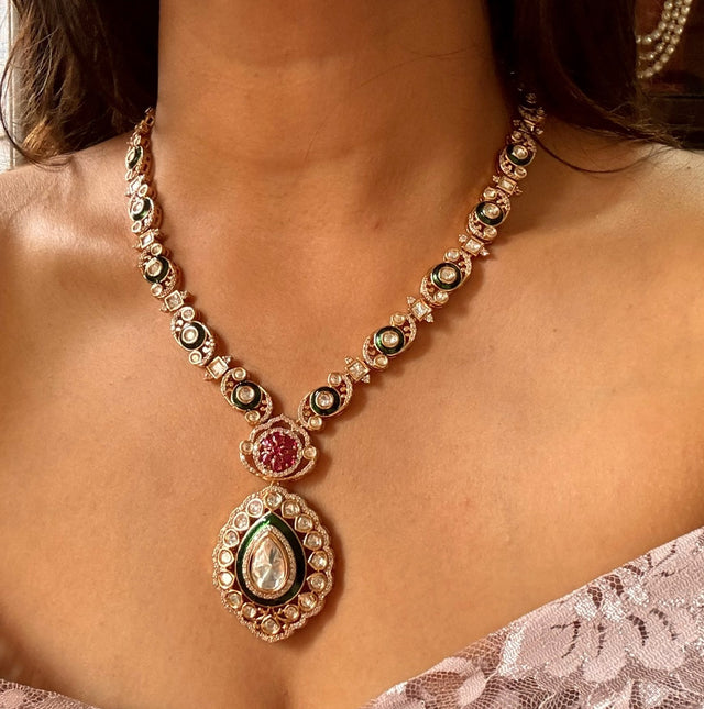 Ruby emerald designer necklace