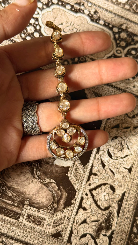 Moissanite polki maangtika