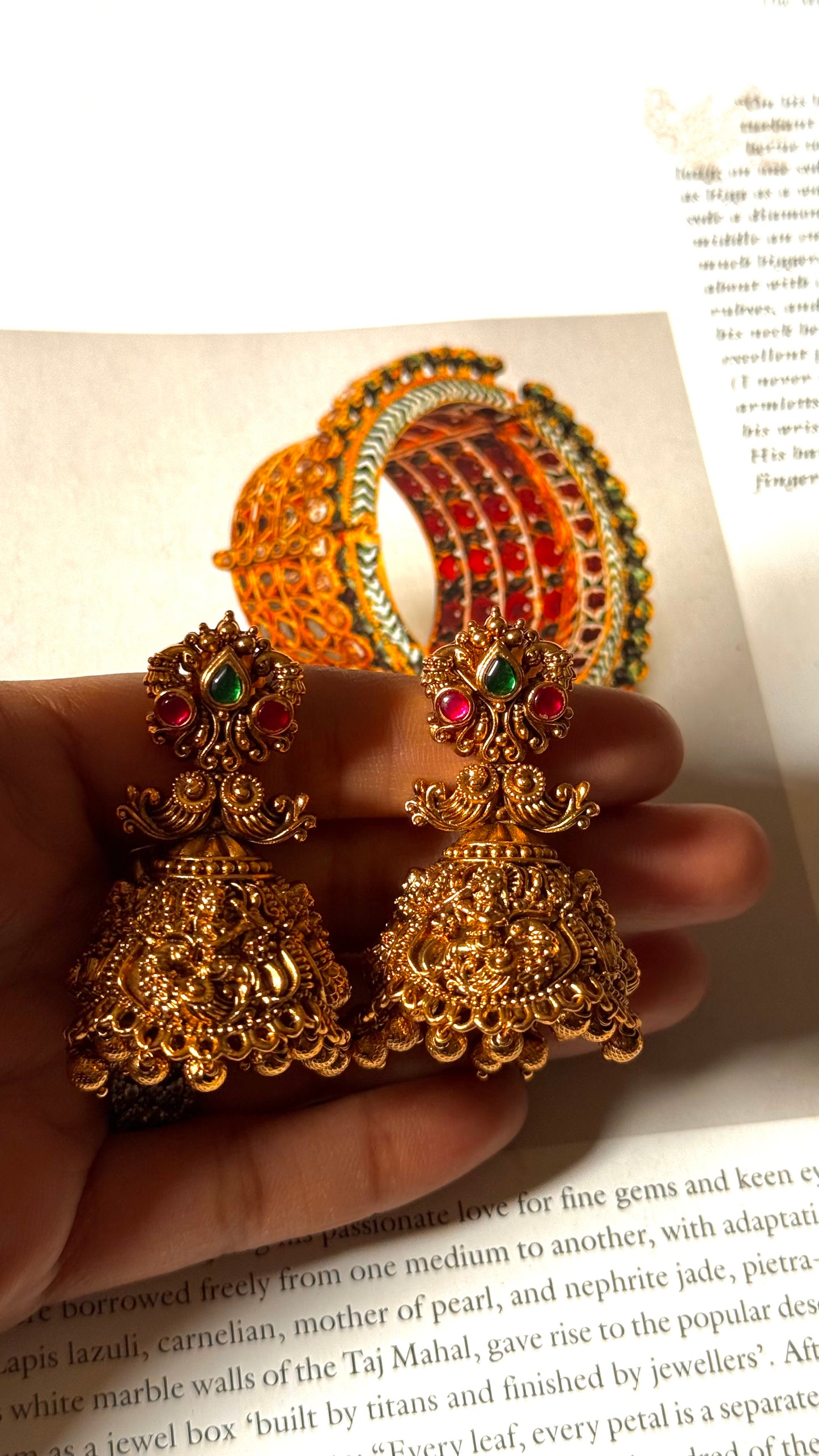paachi emerald & rani pink jhumka