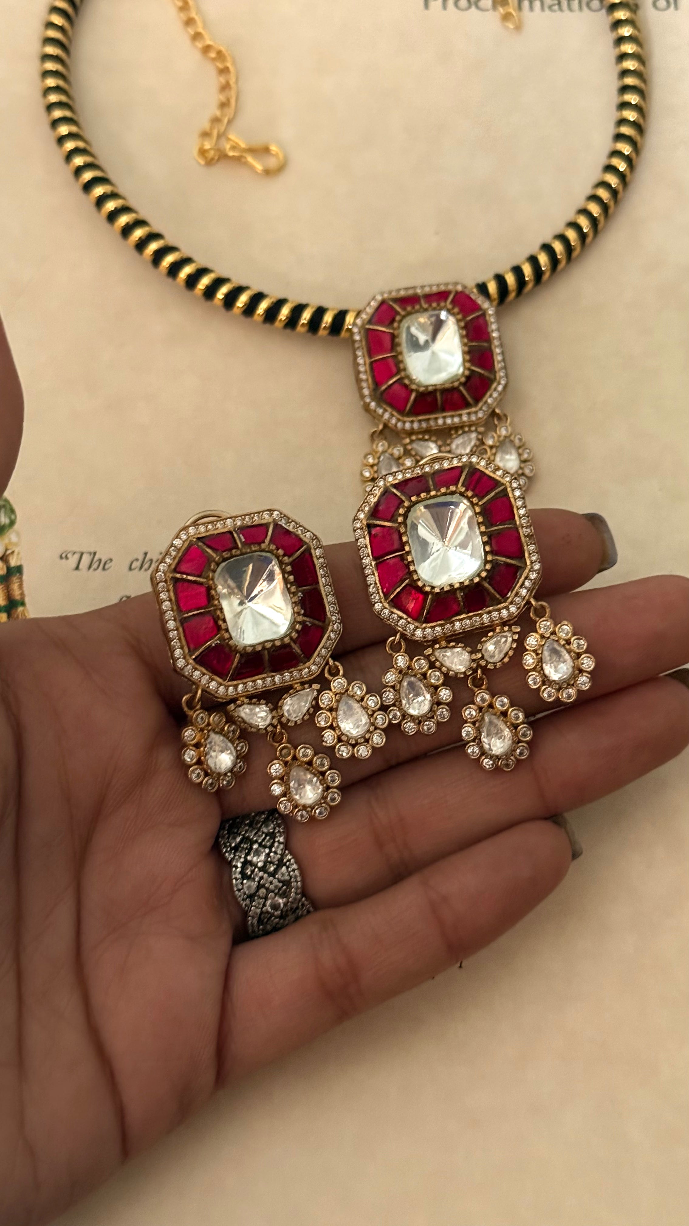 Avani Rani pink katdana moissanite polki designer pendant