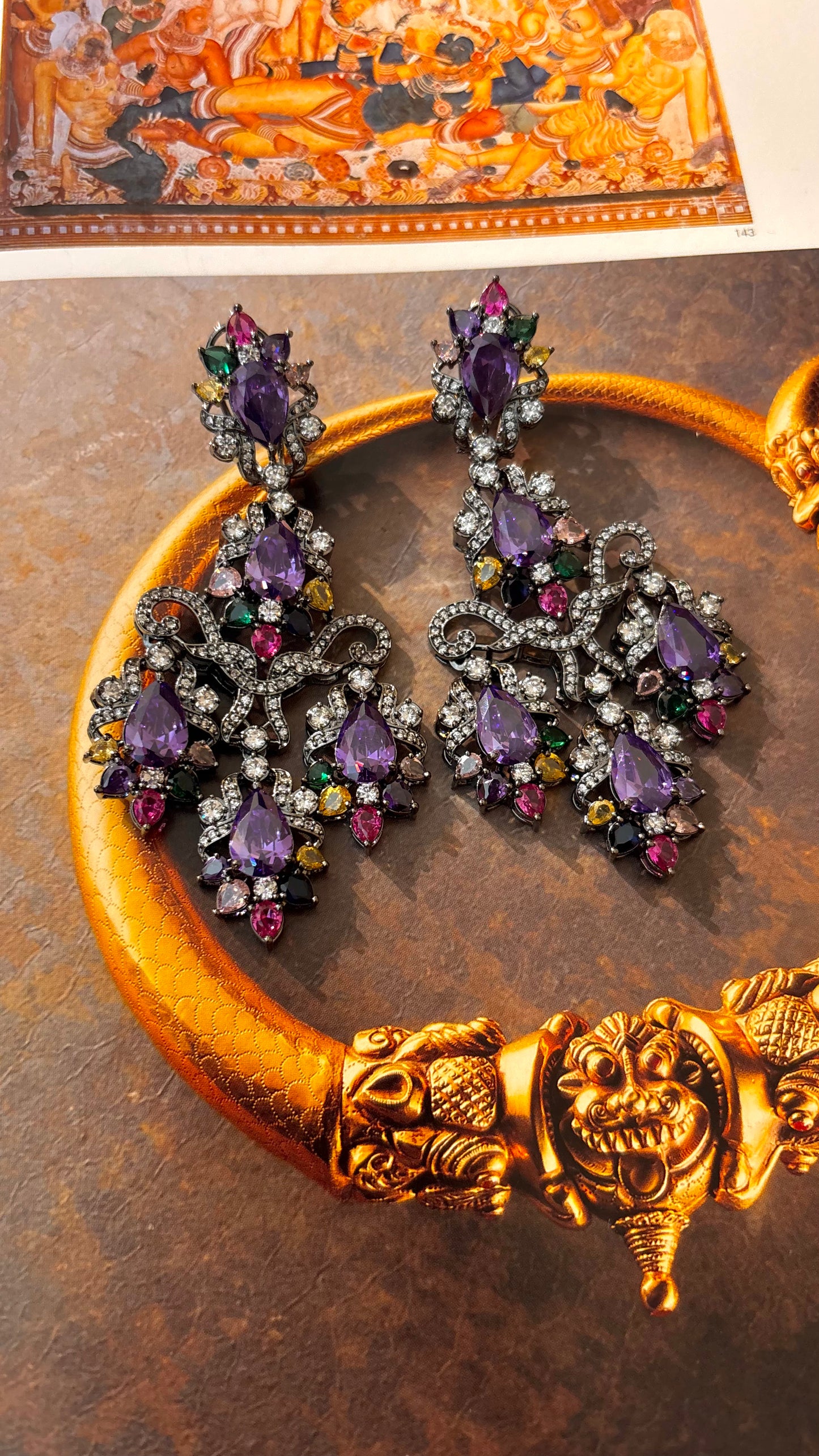 Tanzanite & Rubg Swarovski Danglers
