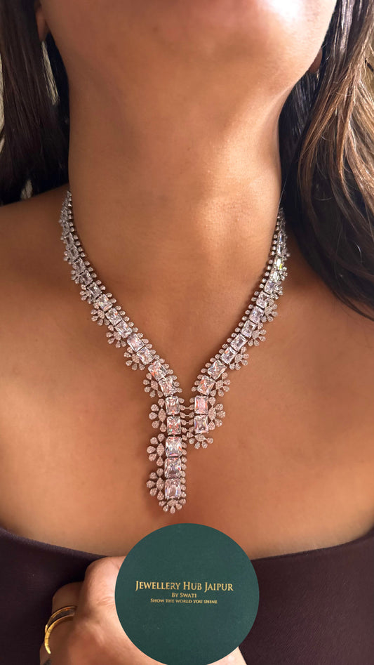 Cz diamond designer collar necklace