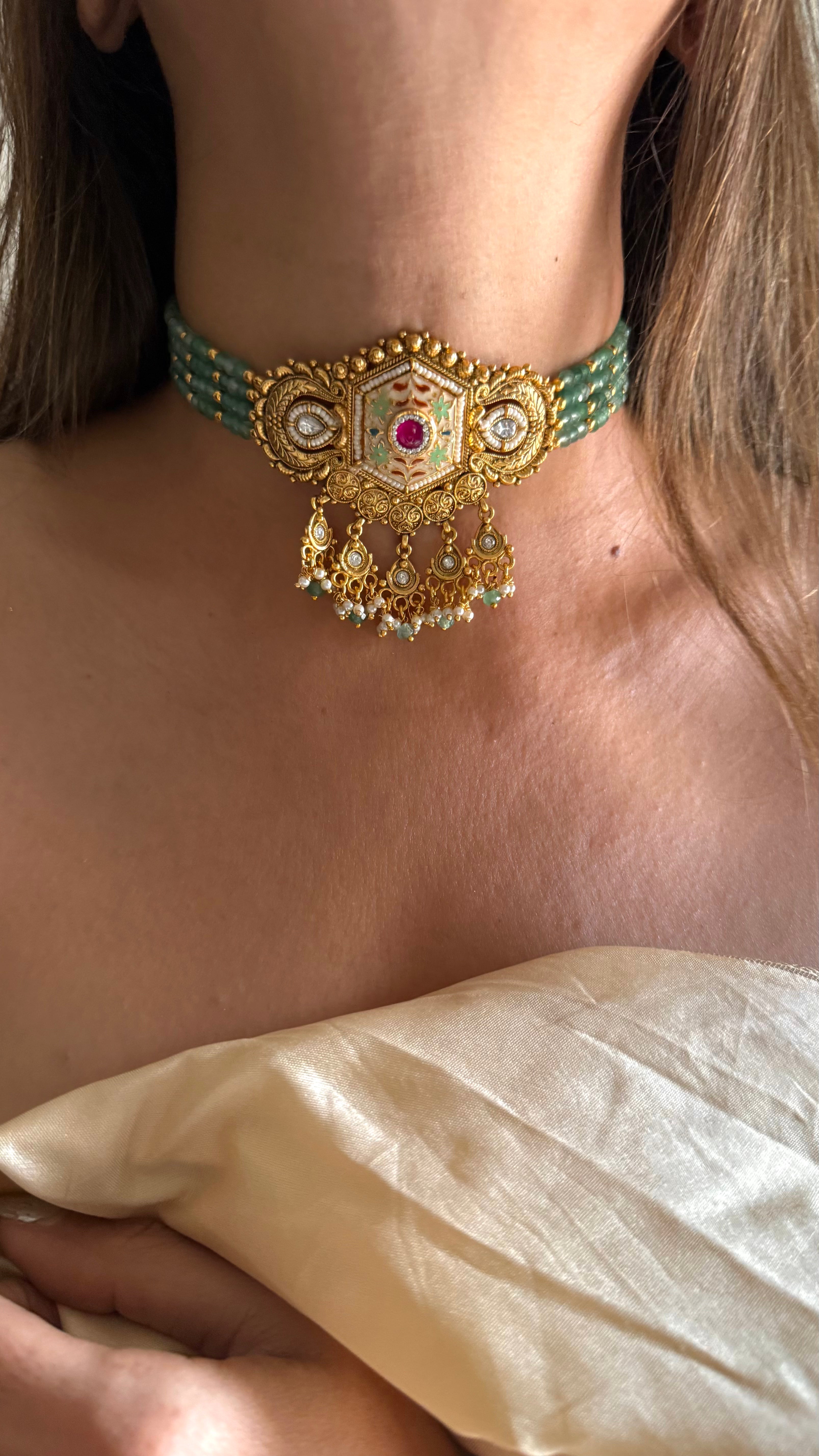 Ruby mint Rajwada choker