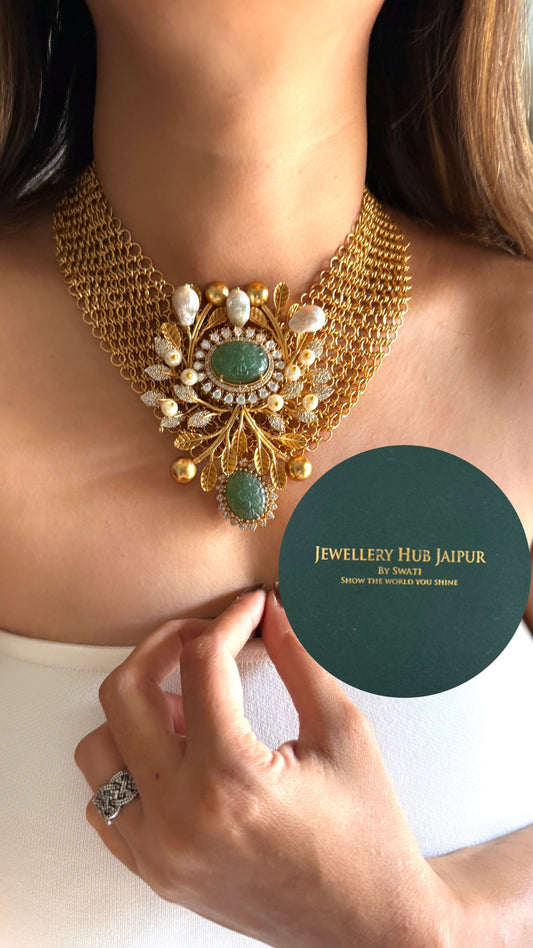 Mathili Sabyasachi inspired mint doublet designer collar set
