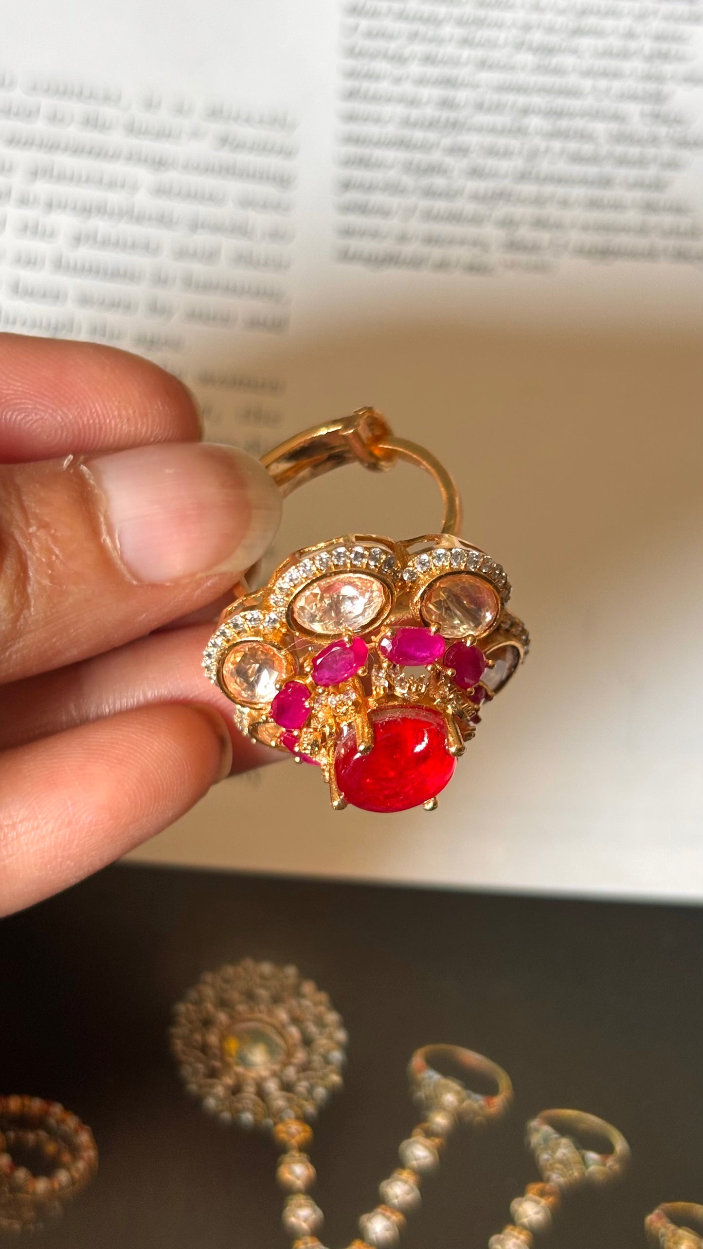 Ruby floral pattern Ring