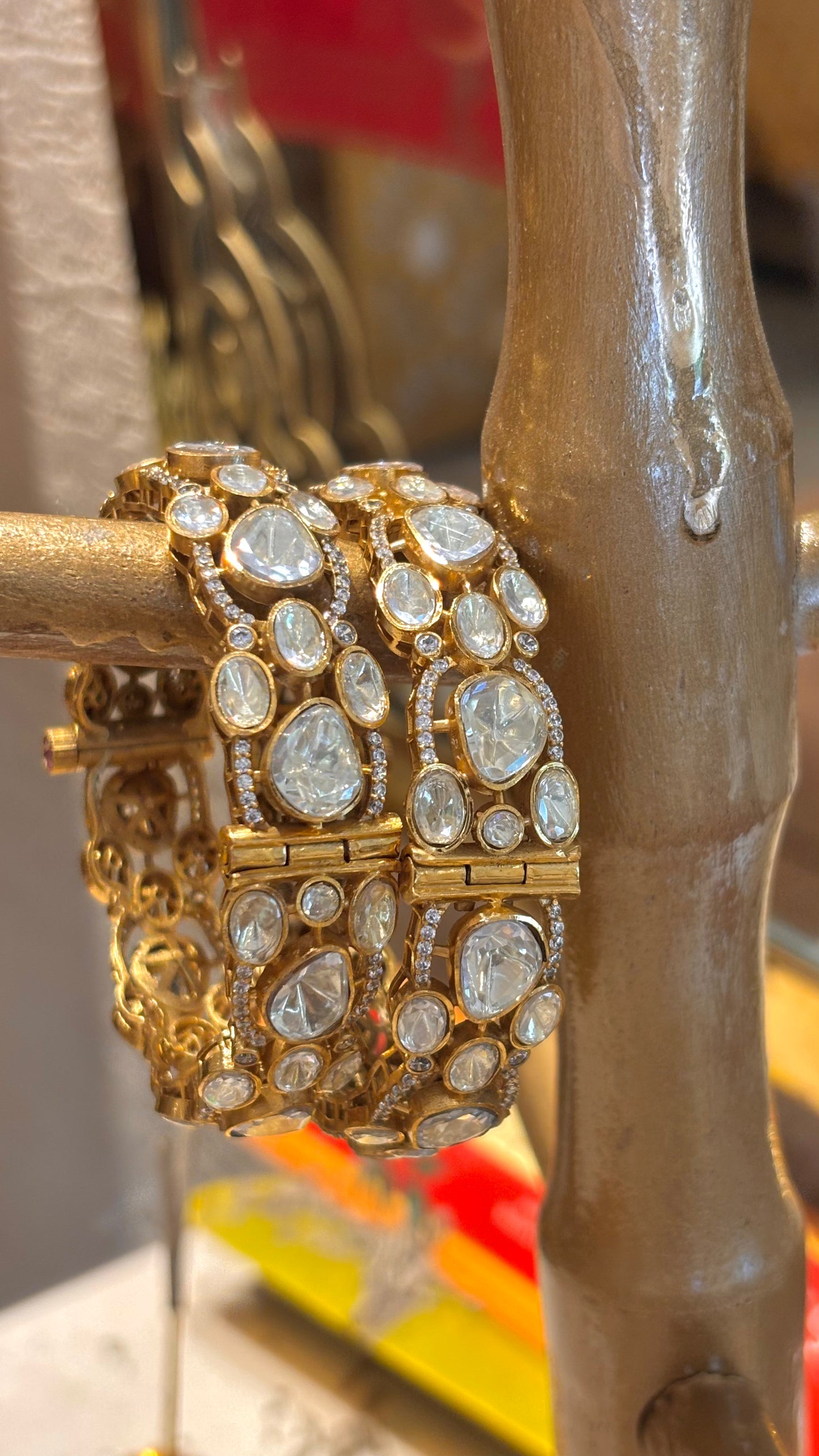 Uncut peeli polki bangles