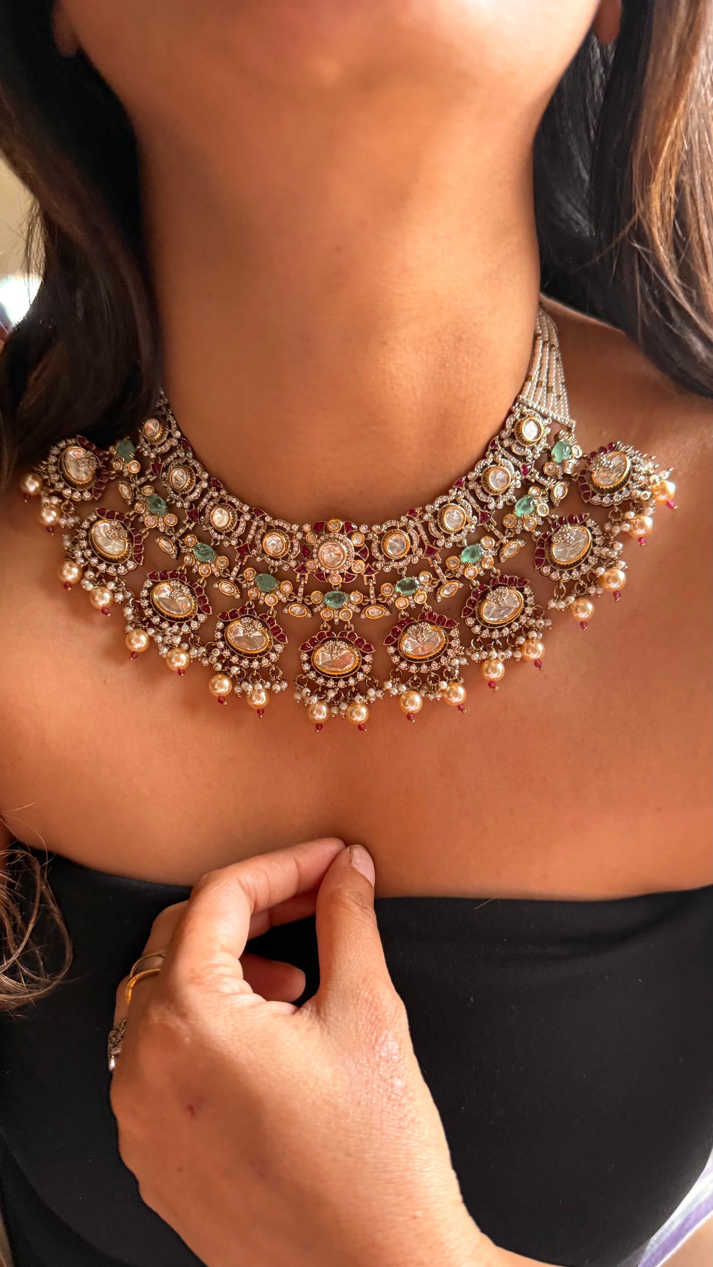 Mint Vintage rajwada necklace sets with jhumki