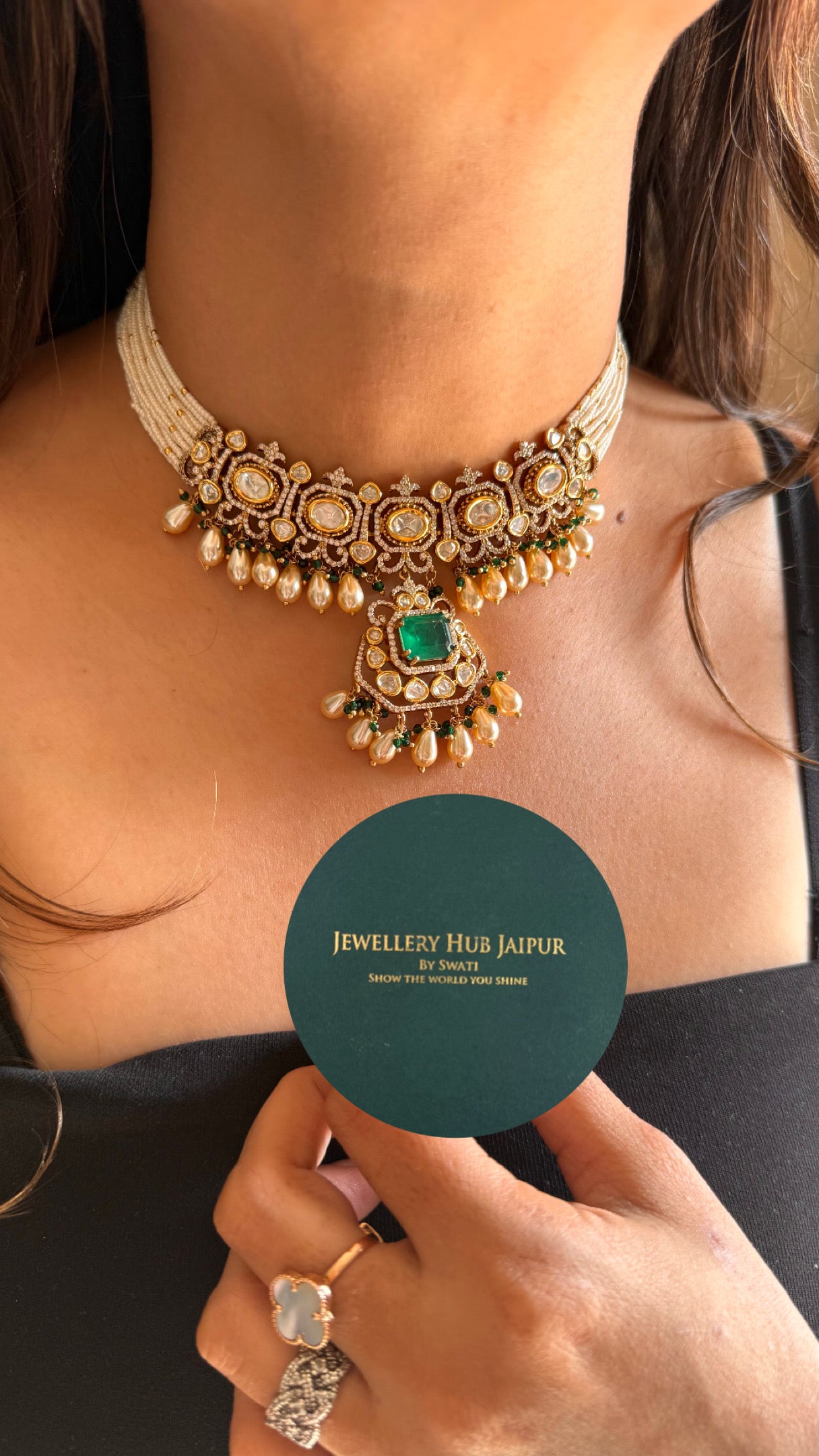 Emerald tear drop shape necklace