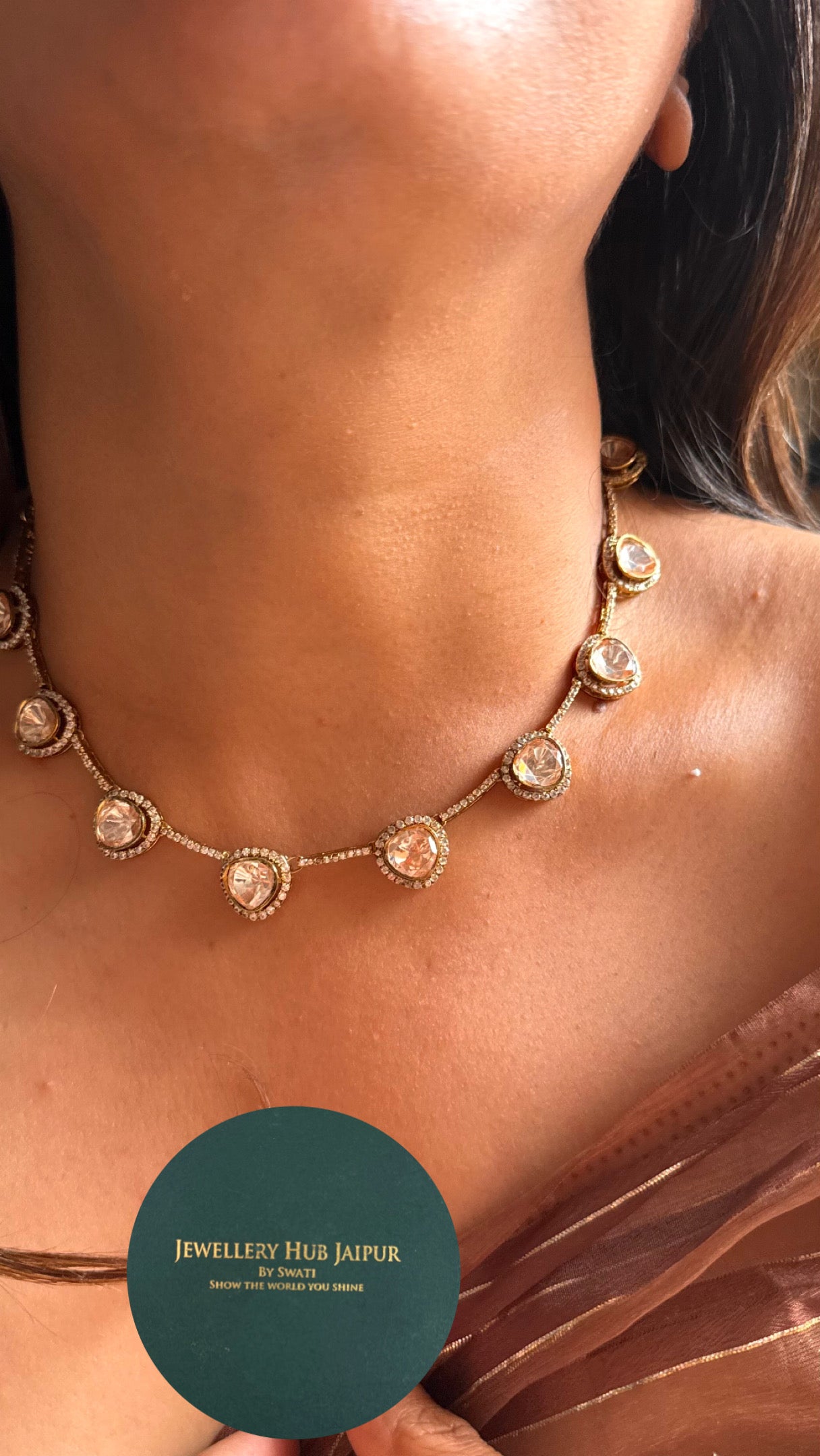 Uncut polki minimalist necklace