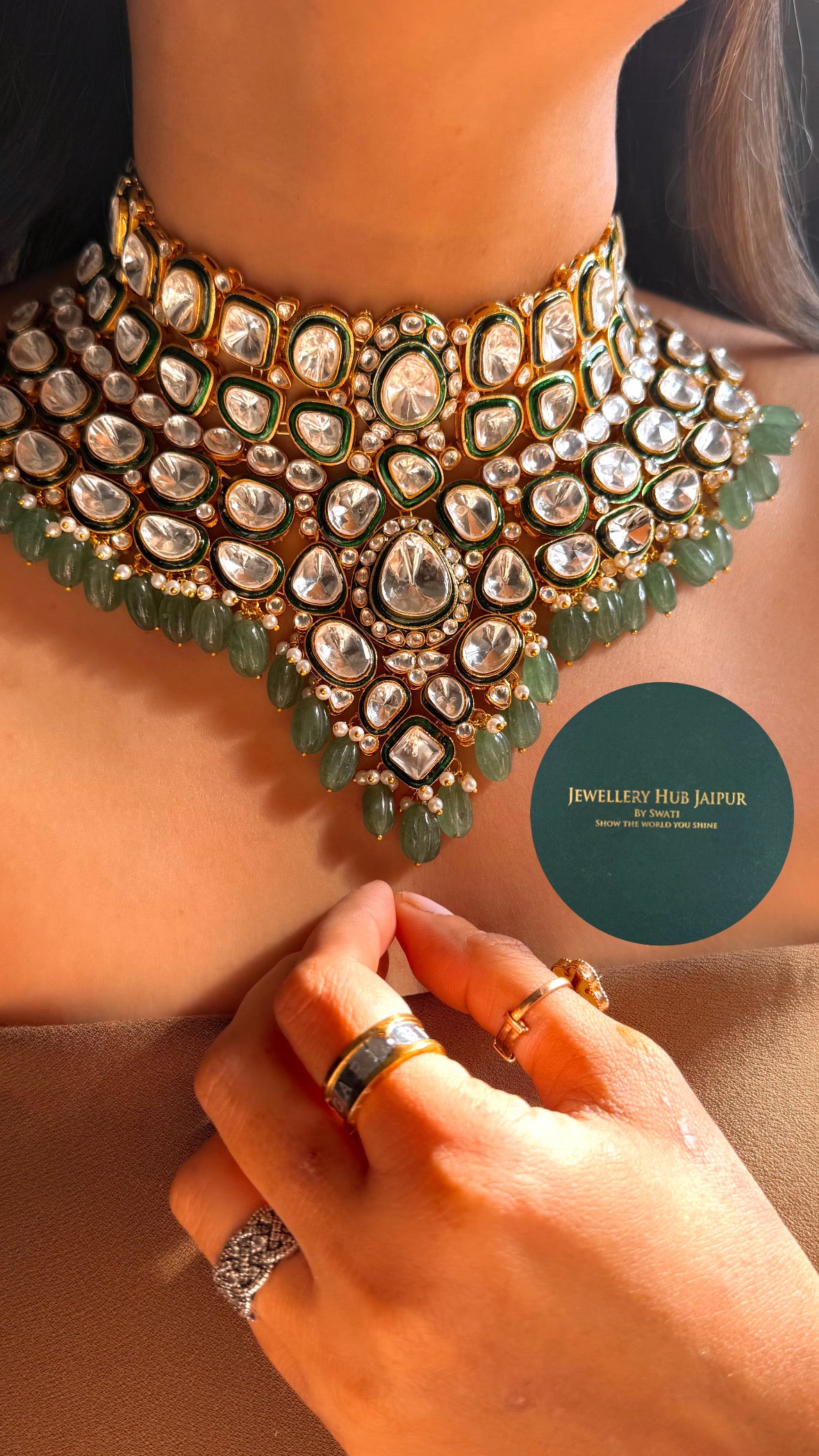 emerald meenakari heritage choker set