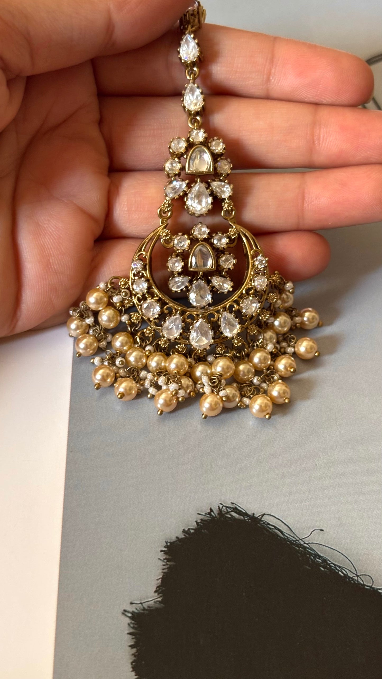 cz diamond Victorian with drops  maangtika